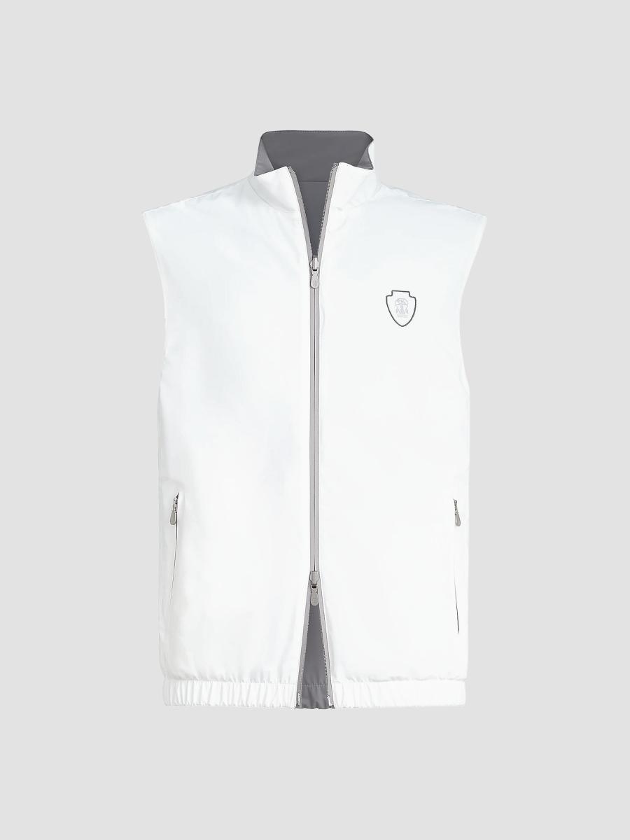 Brunello Cucinelli Bonded Nylon Reversible Vest with Logo | Saks