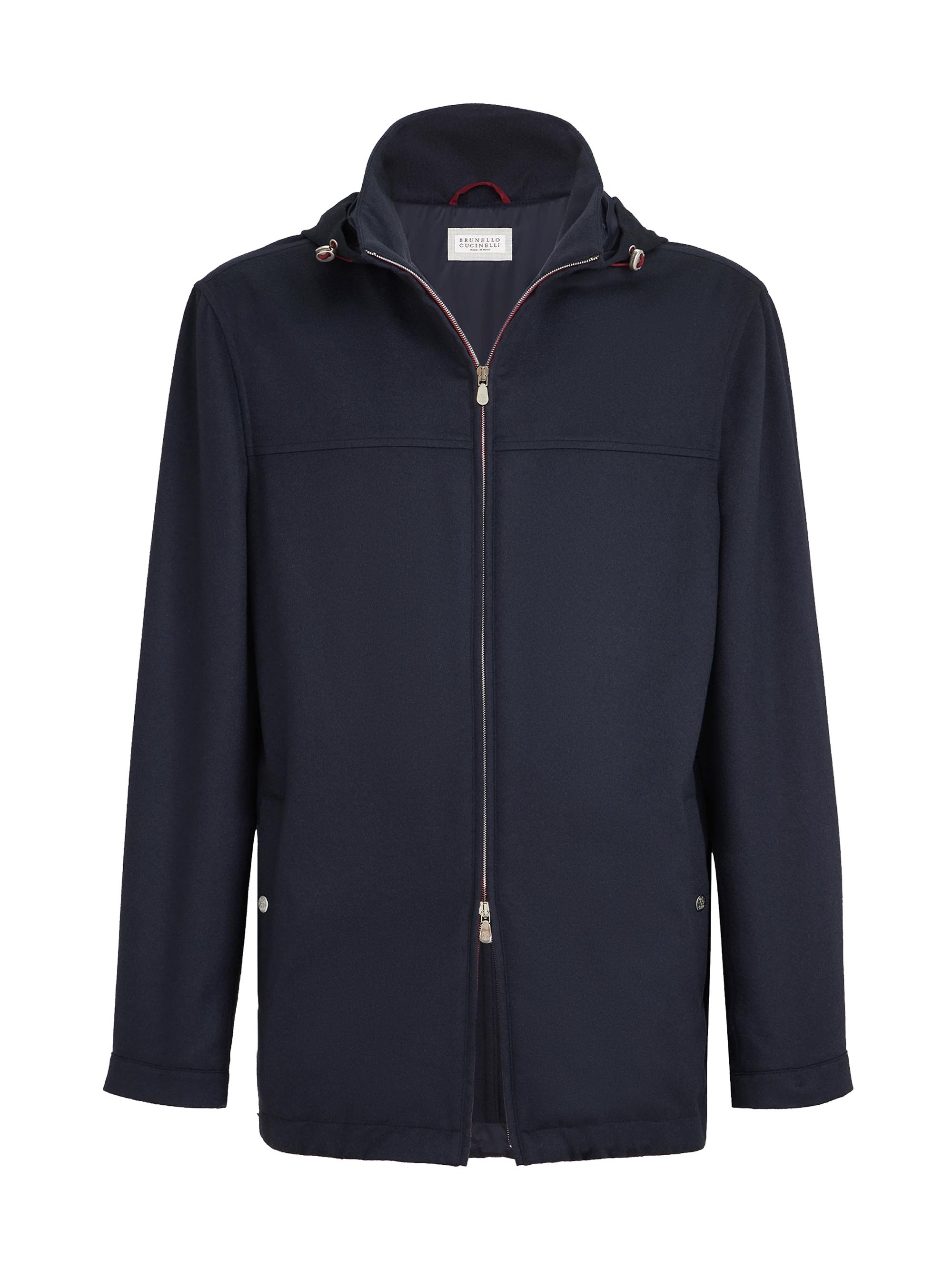 Brunello Cucinelli Men's Lightweight Cashmere Flannel Biker Jacket - Navy Blue