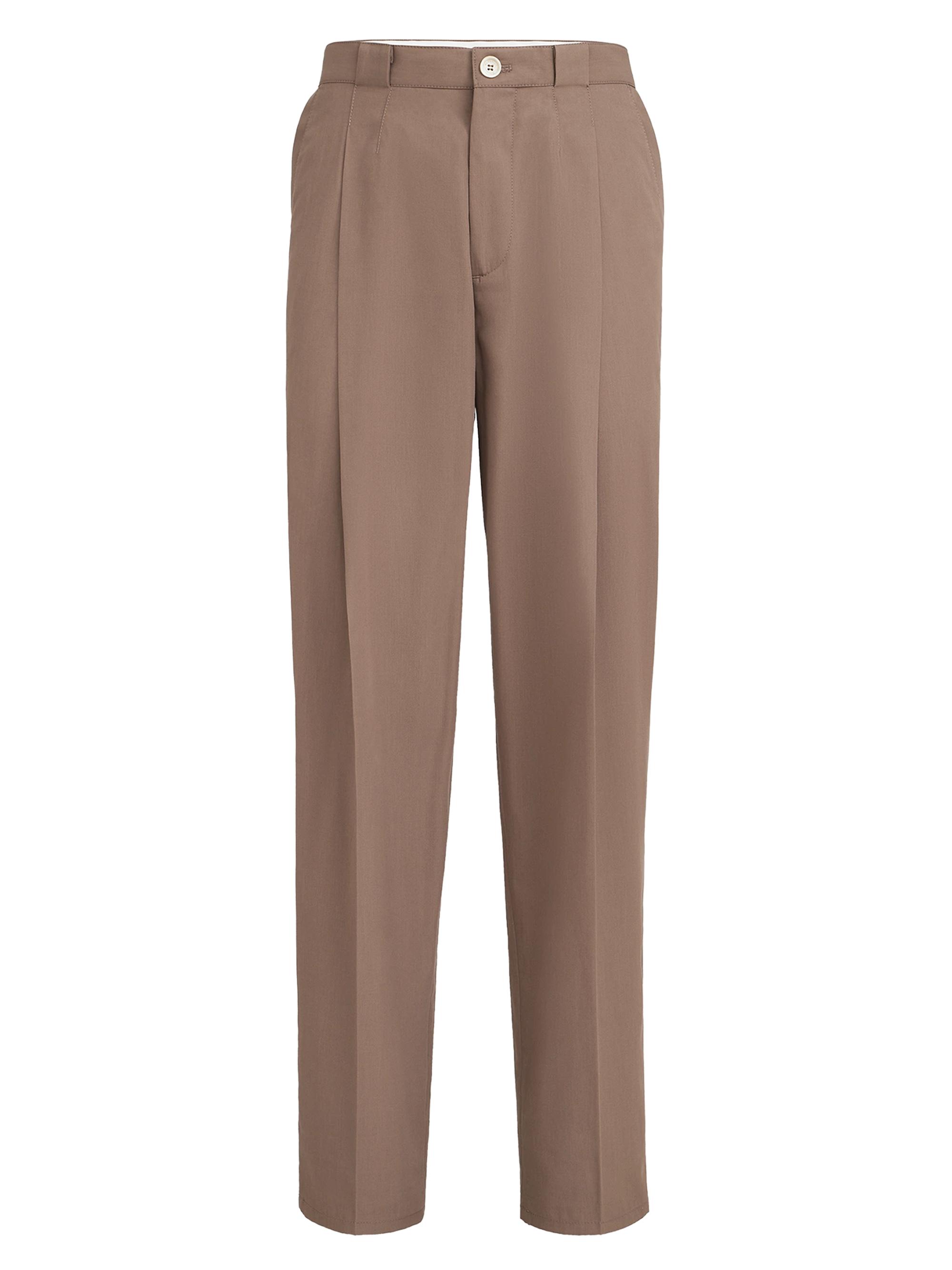 Brunello Cucinelli Men's Cotton Crêpe Batavia Trousers with Pleats - Hazelnut