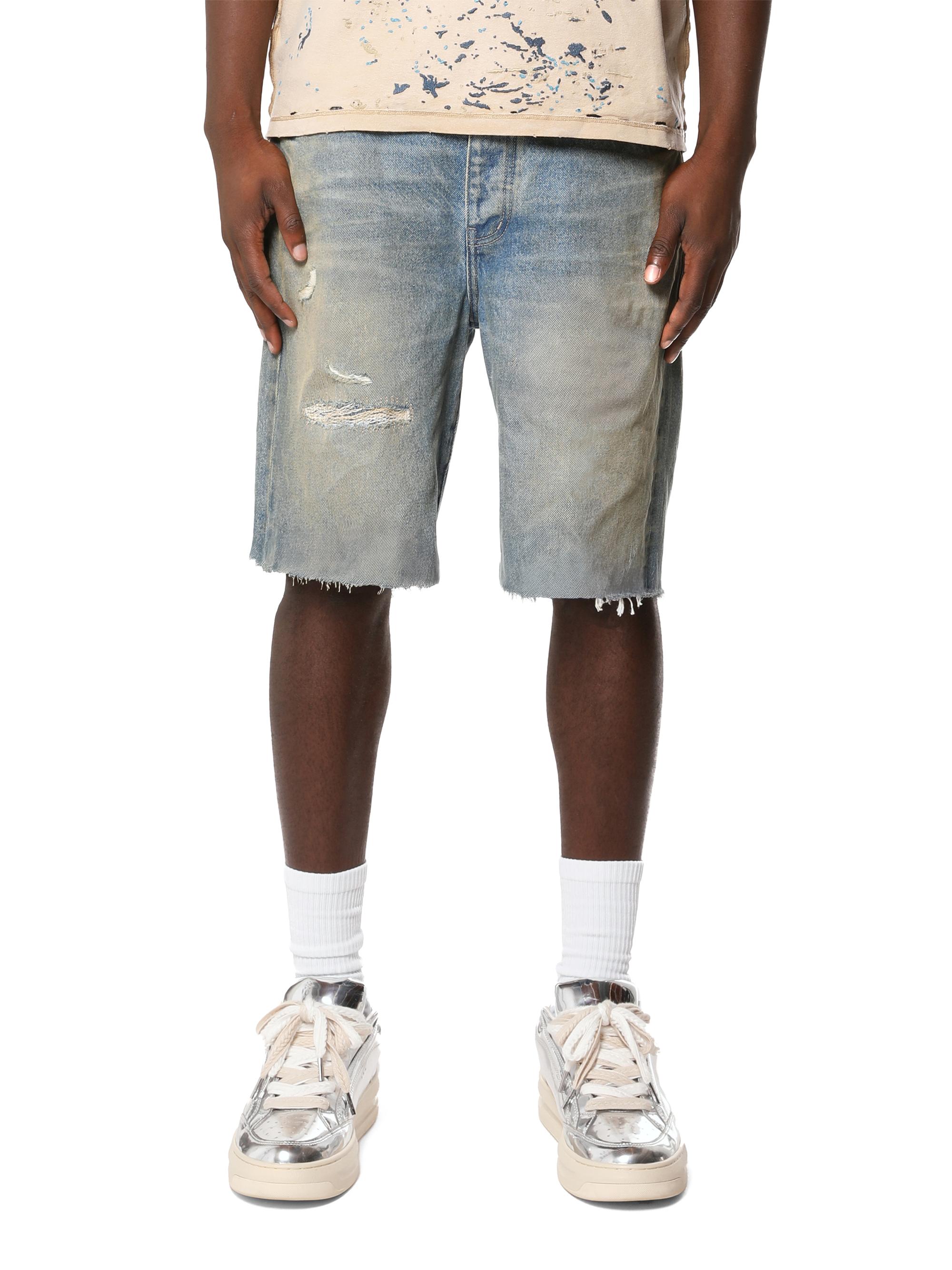Purple Brand Men's Distressed Denim Shorts - Mid Indigo