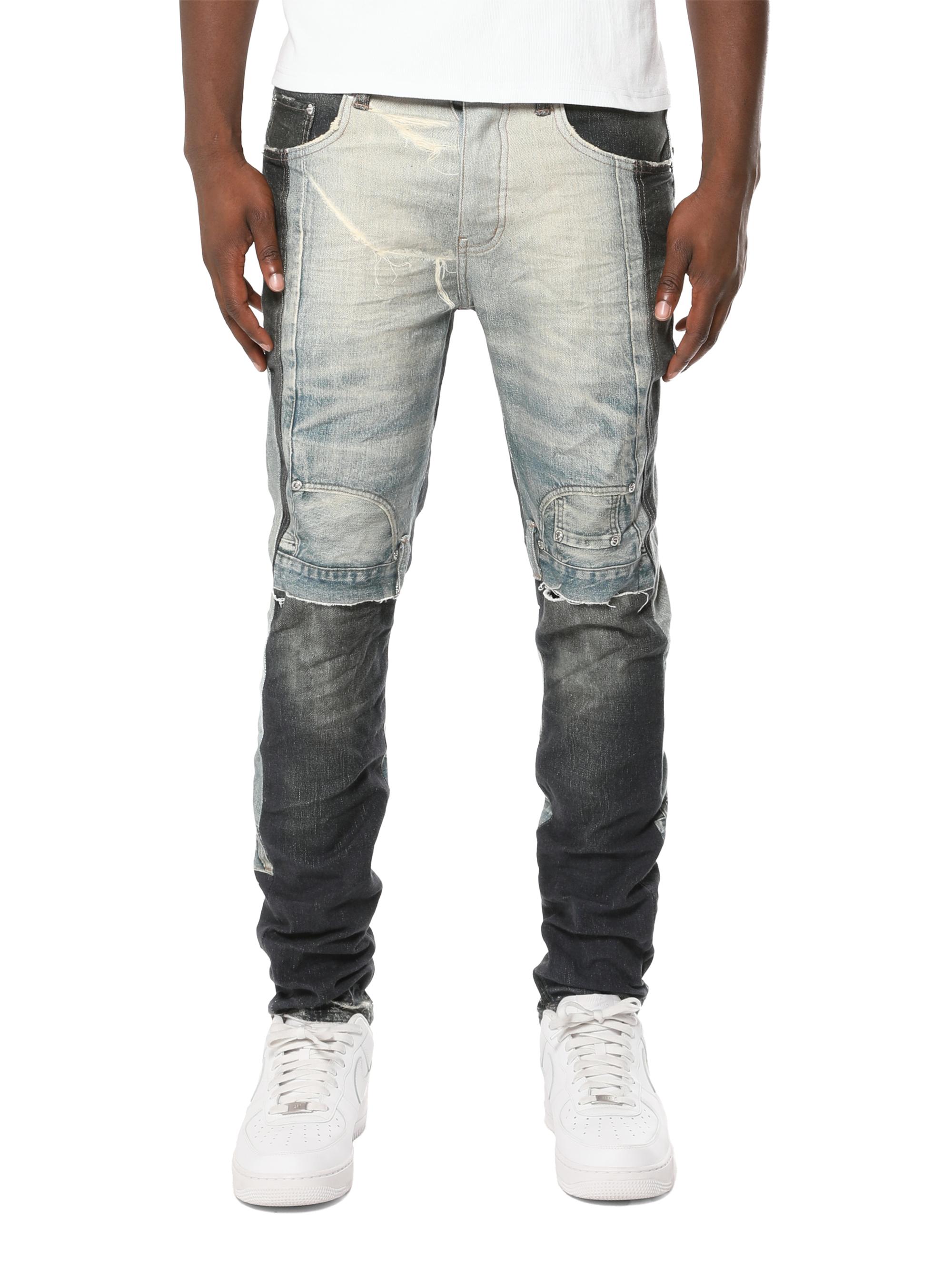 Purple Brand Men's Upside Down Patchwork Skinny Jeans - All Over Print