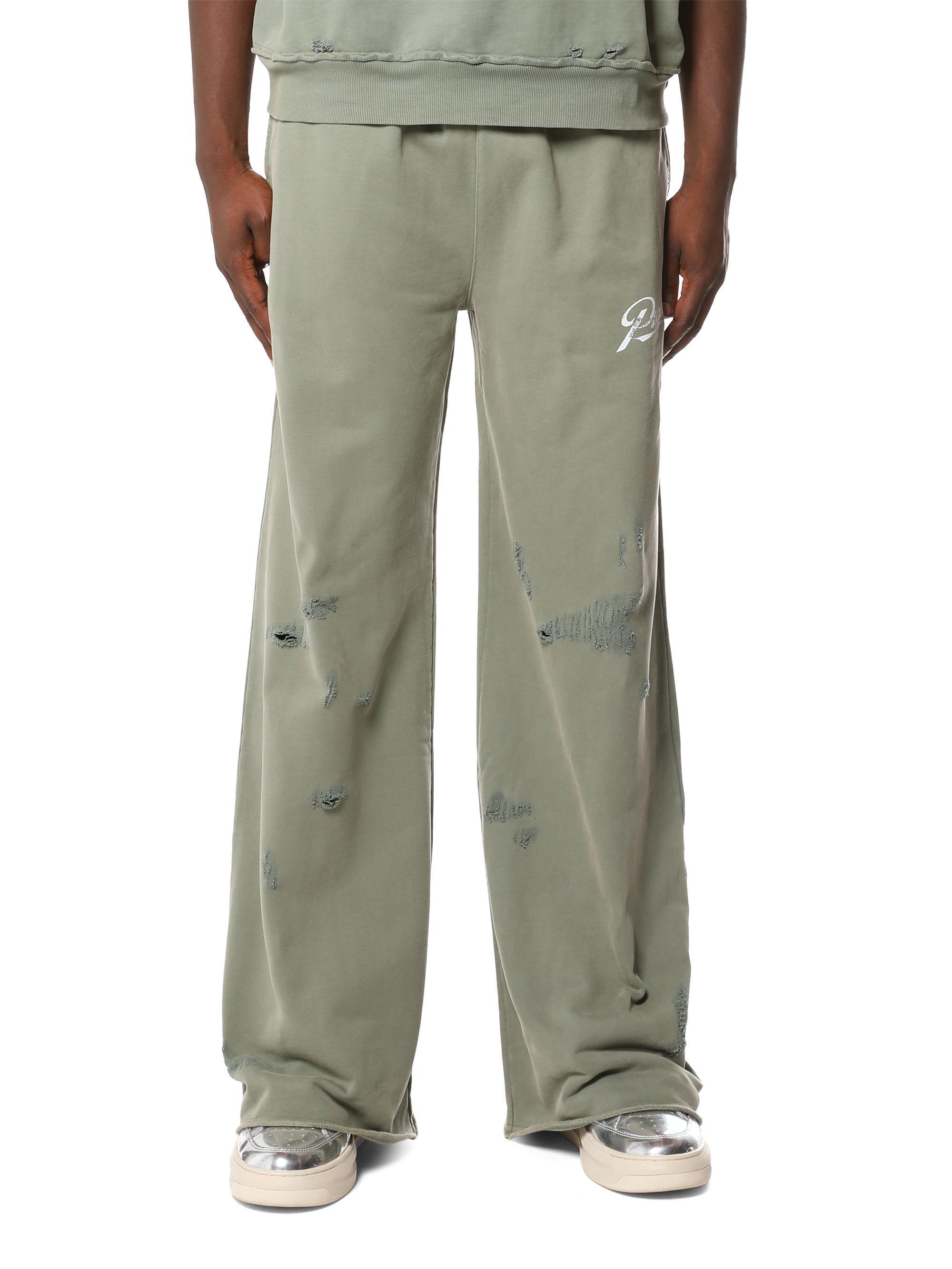Purple Brand Men's Logo Distressed Cotton Flared Sweatpants - Green