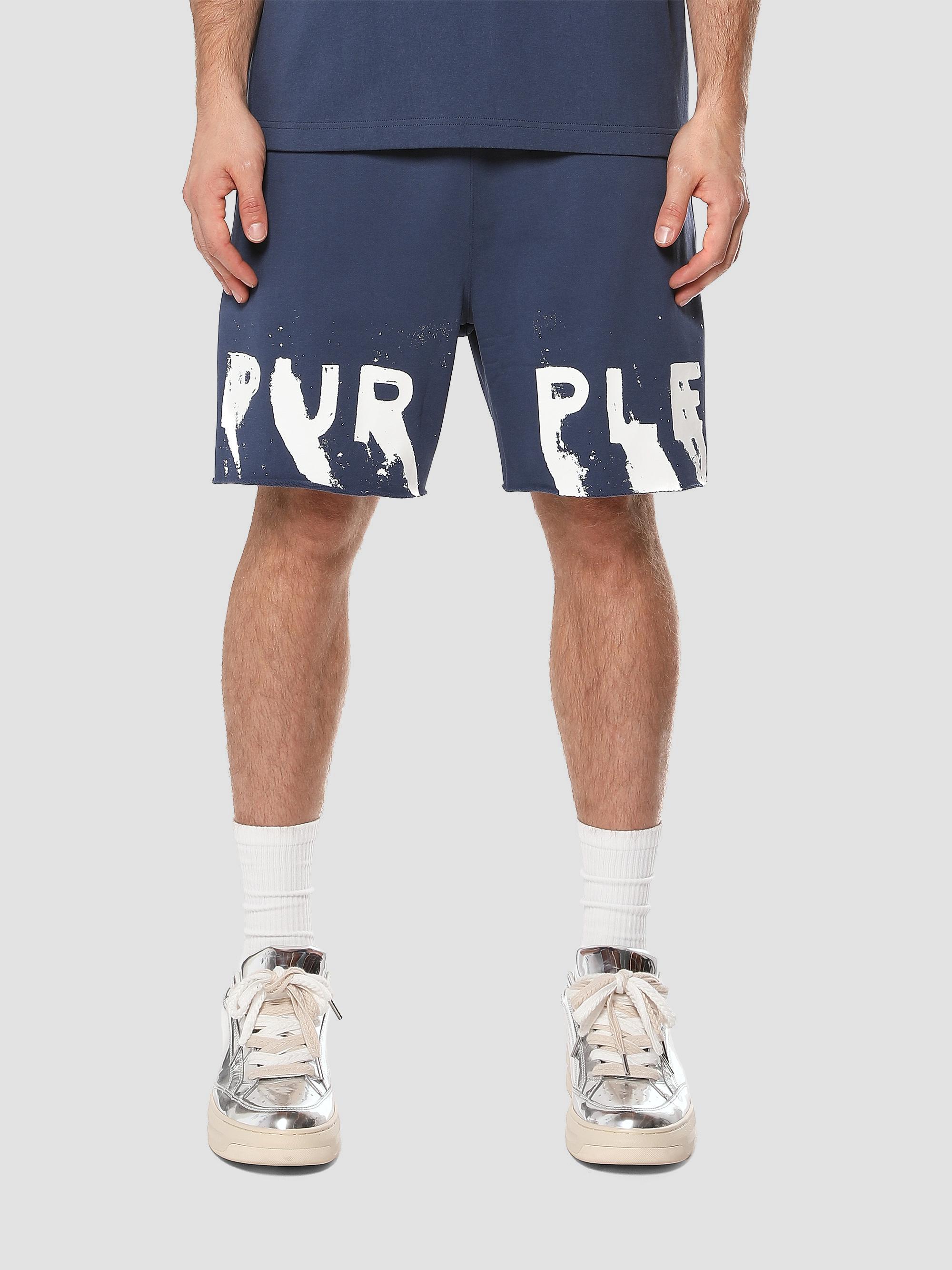 Purple Brand Men's Logo Fleece Shorts - Blue