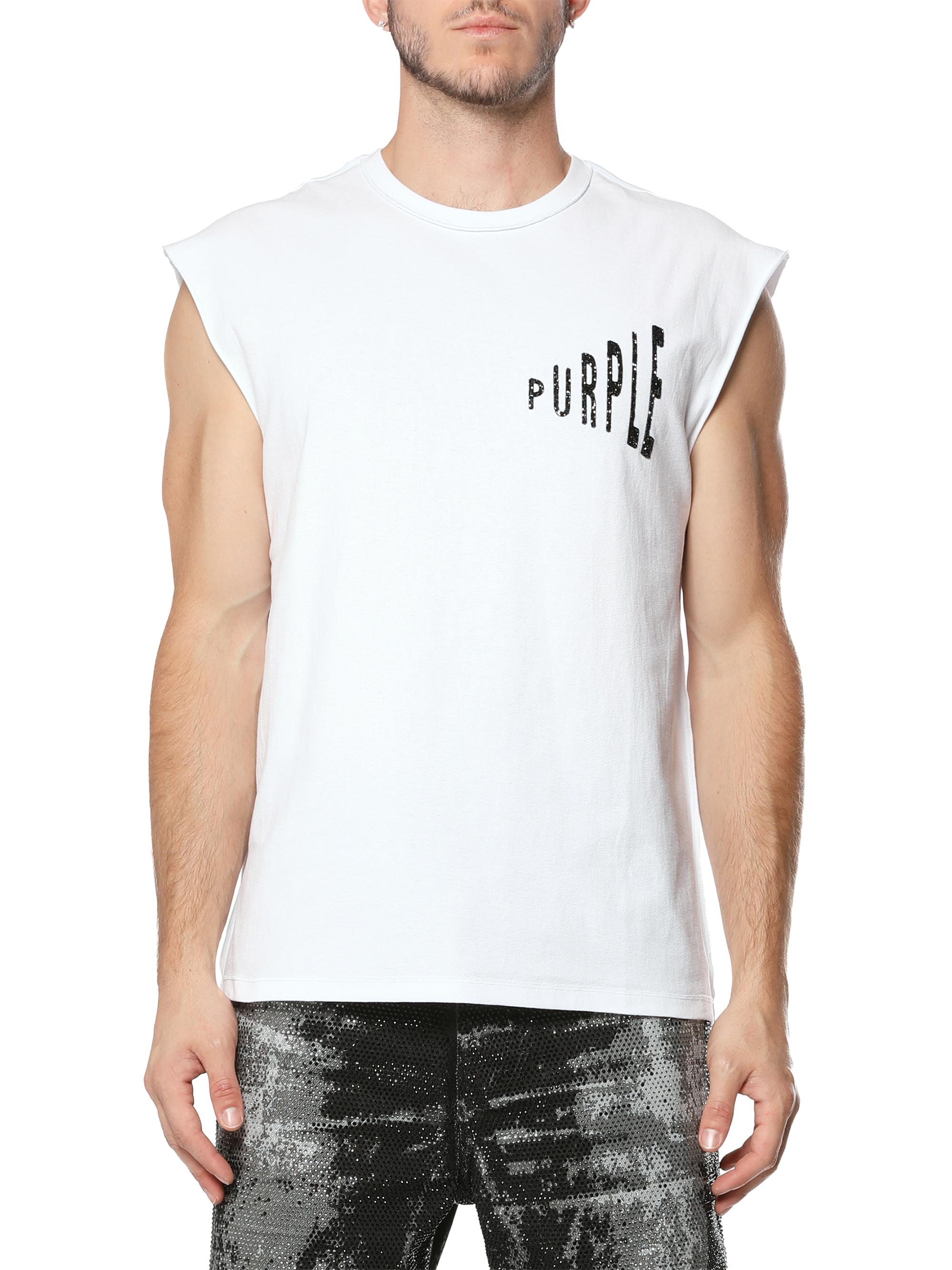 Purple Brand Men's Logo Cotton Crewneck T-Shirt - White