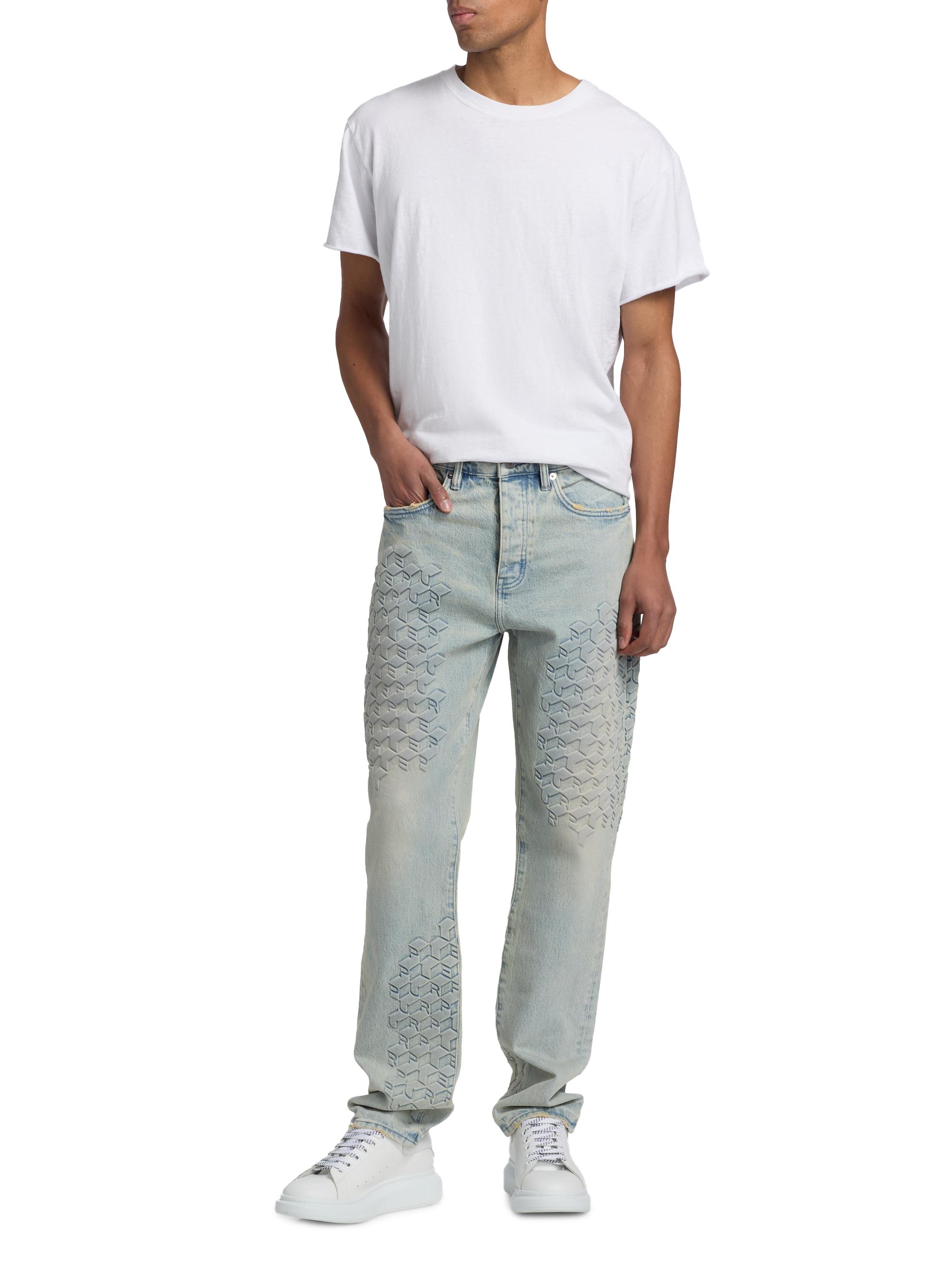 Purple Brand Men's Monogram Embossed Slim Straight Jeans - Light Indigo | Thumbnail 2