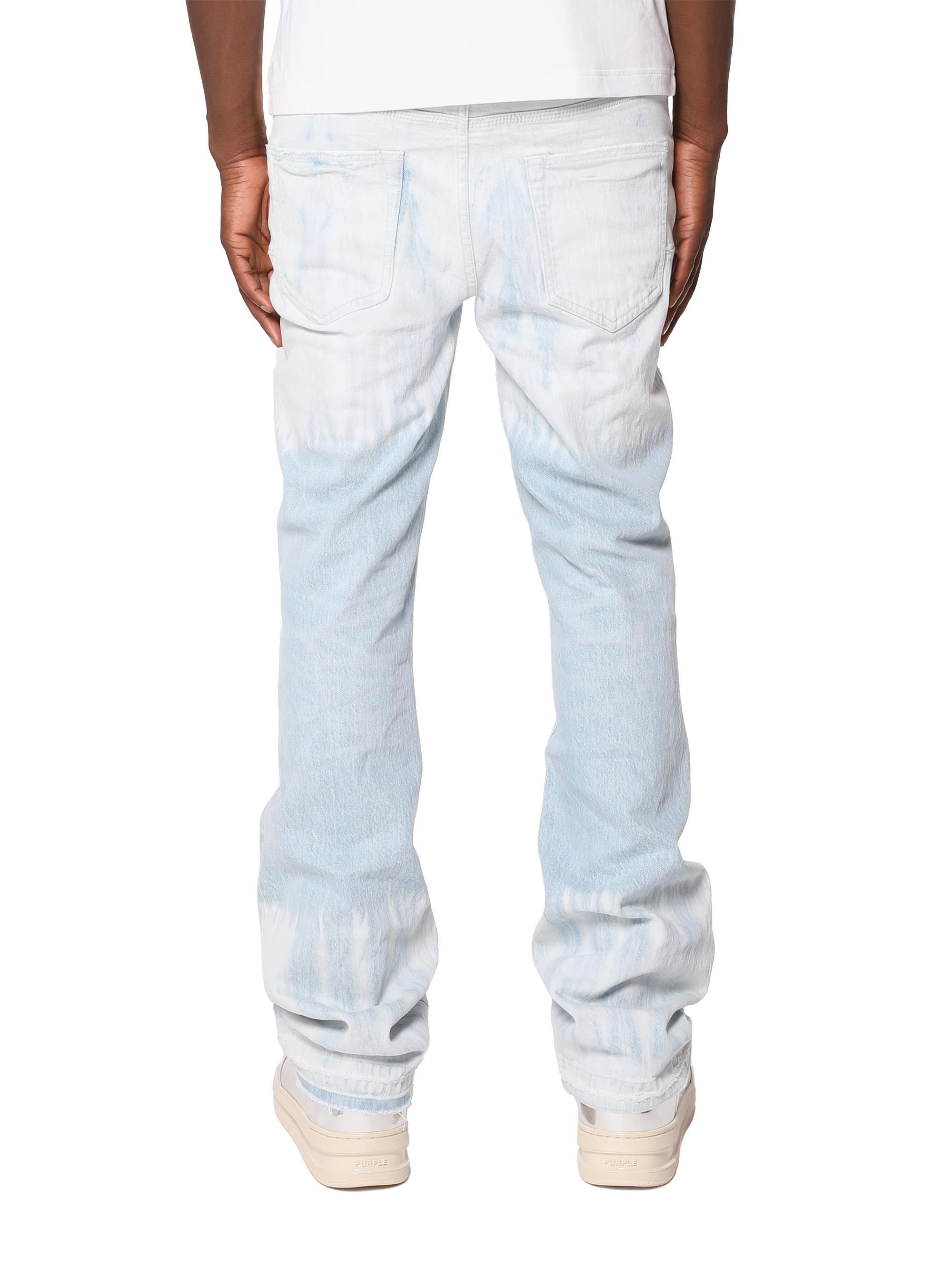 Purple Brand Men's Tie Dye Distressed Mid-Rise Flared Jeans - Super Light Indigo | Thumbnail 2