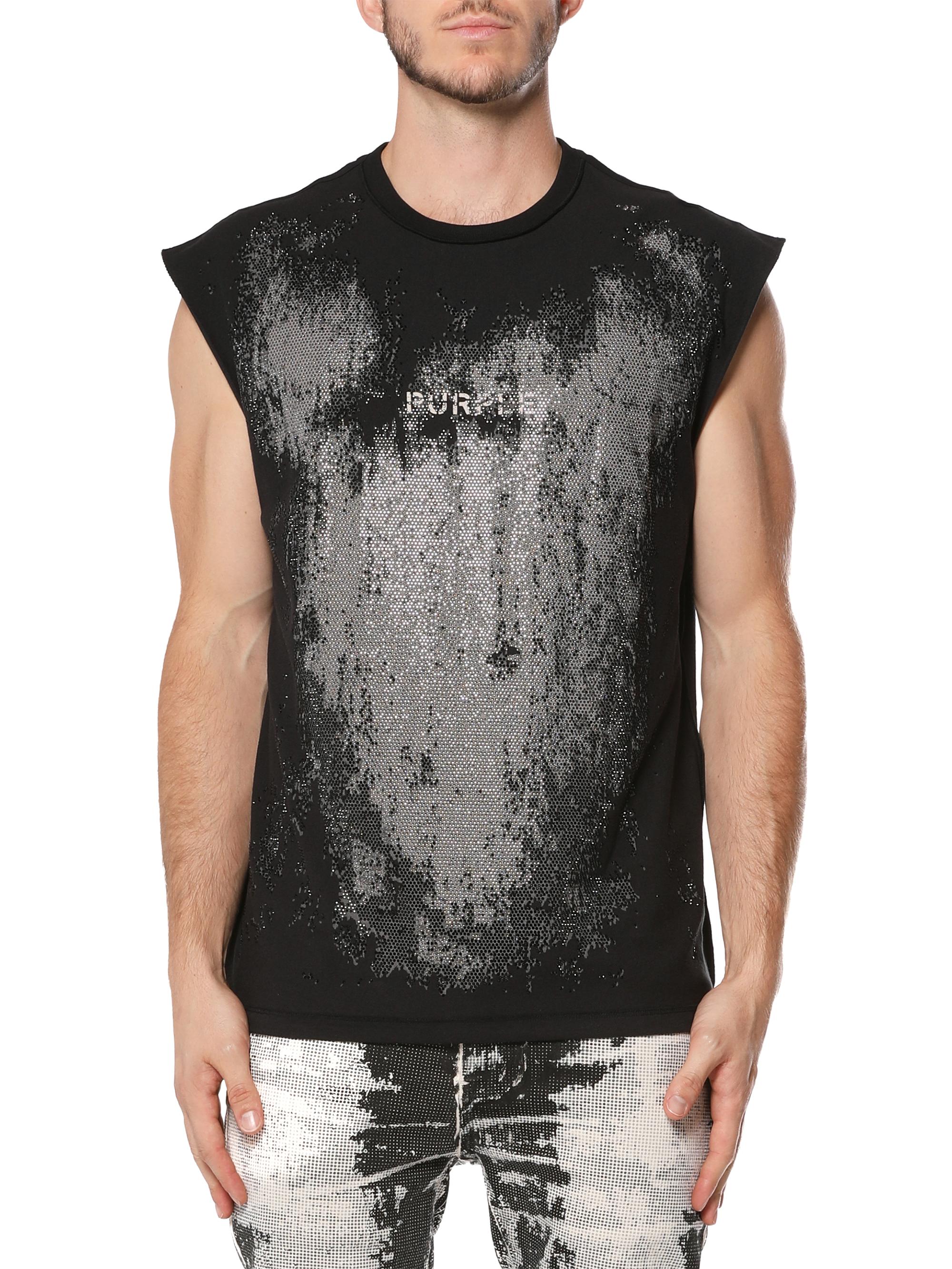 Purple Brand Men's Logo Abstract Cotton Crewneck T-Shirt - Black
