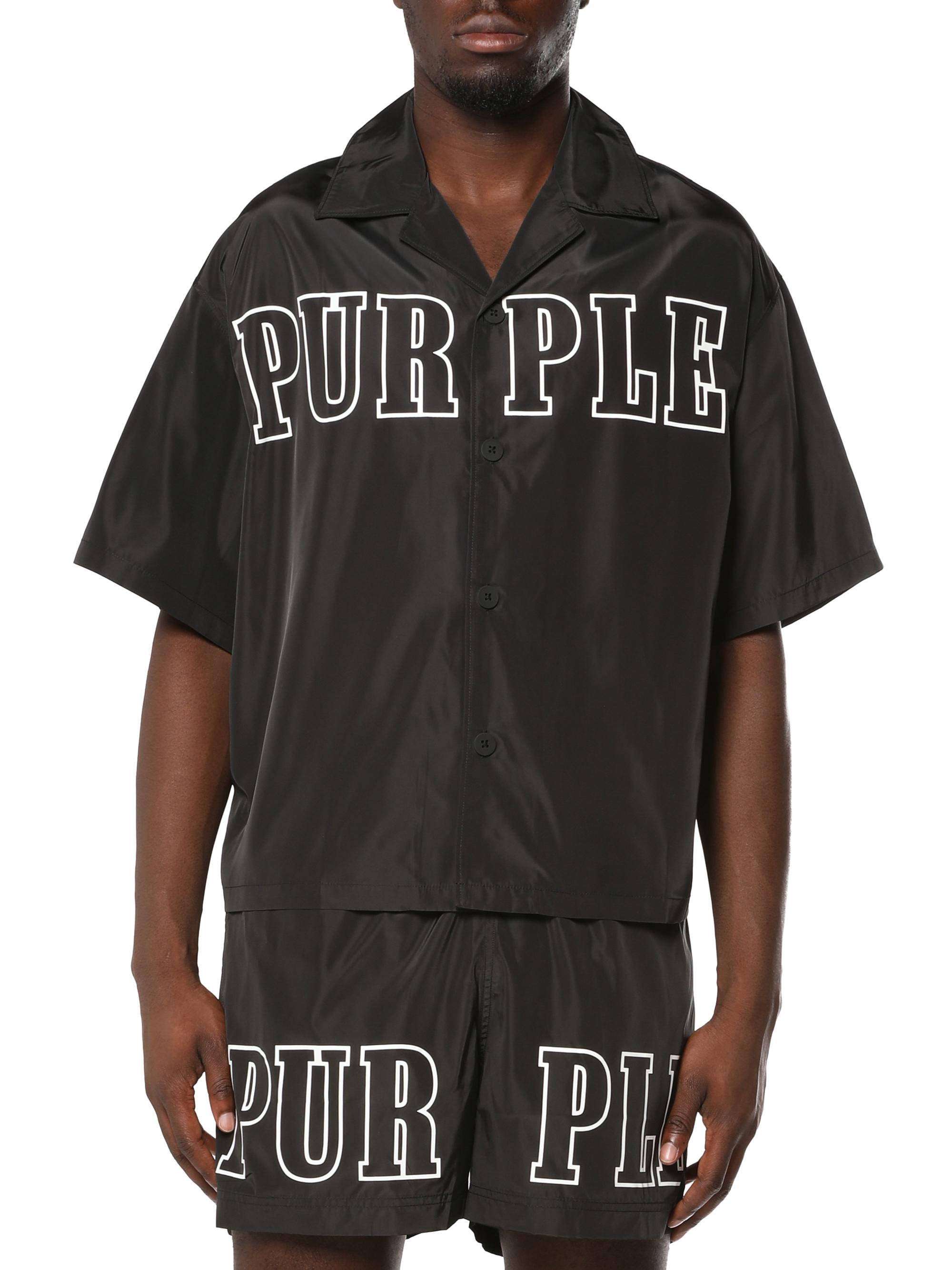 Purple Brand Men's Everyday Logo Button-Front Shirt - Black | Thumbnail 3