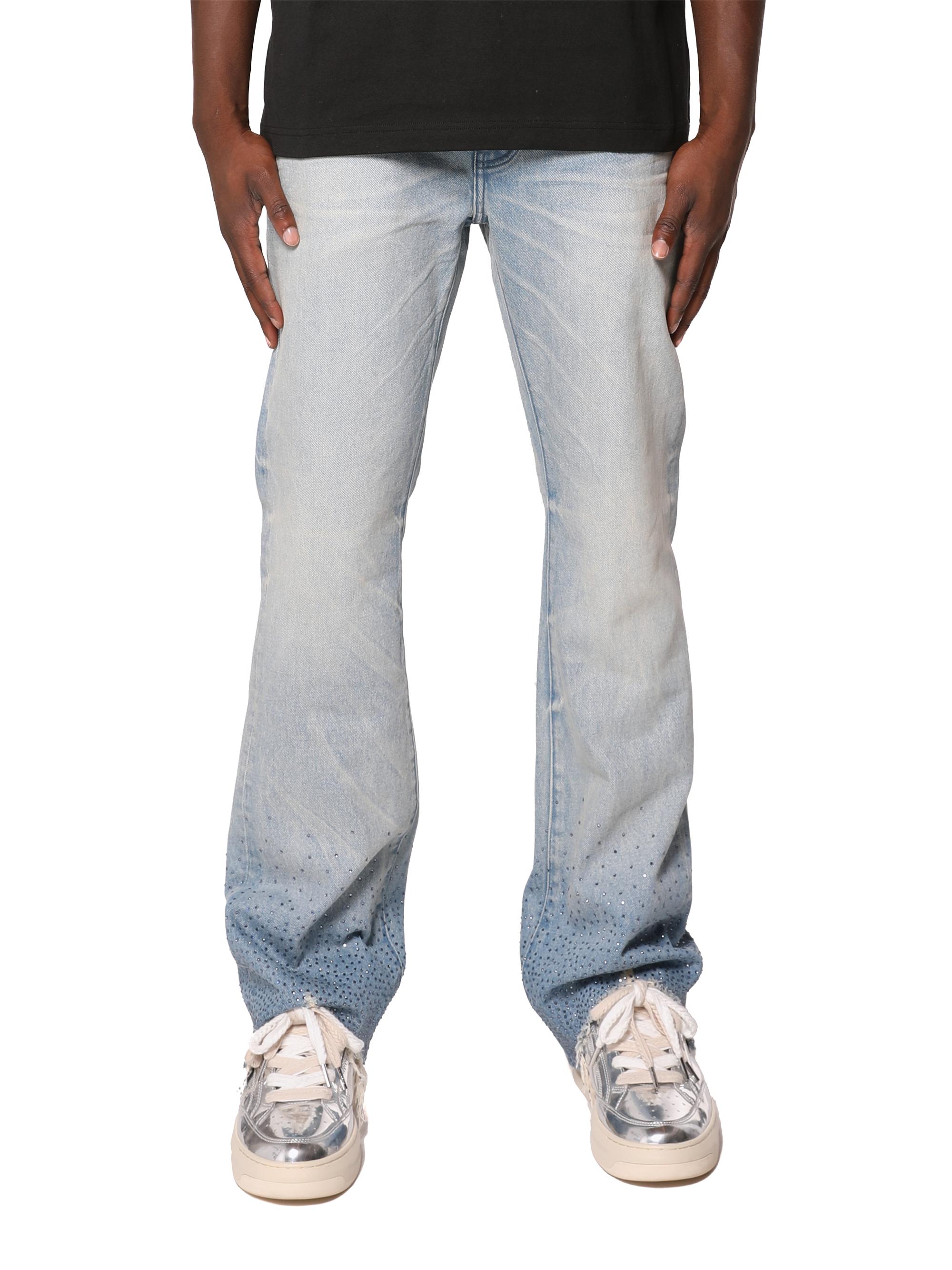 Purple Brand Men's Embellished Washed-Denim Bootcut Jeans - Light Indigo