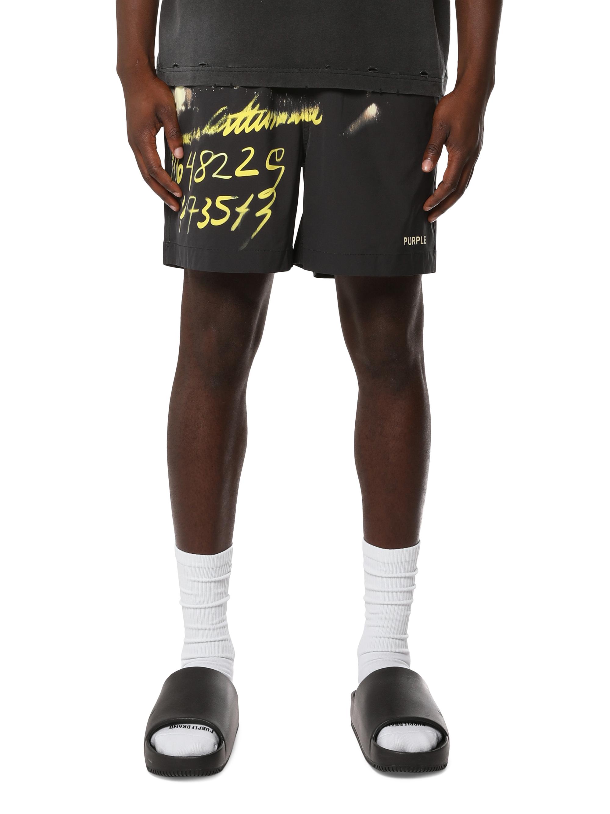 Purple Brand Men's All Round Graphic Swim Shorts - Black
