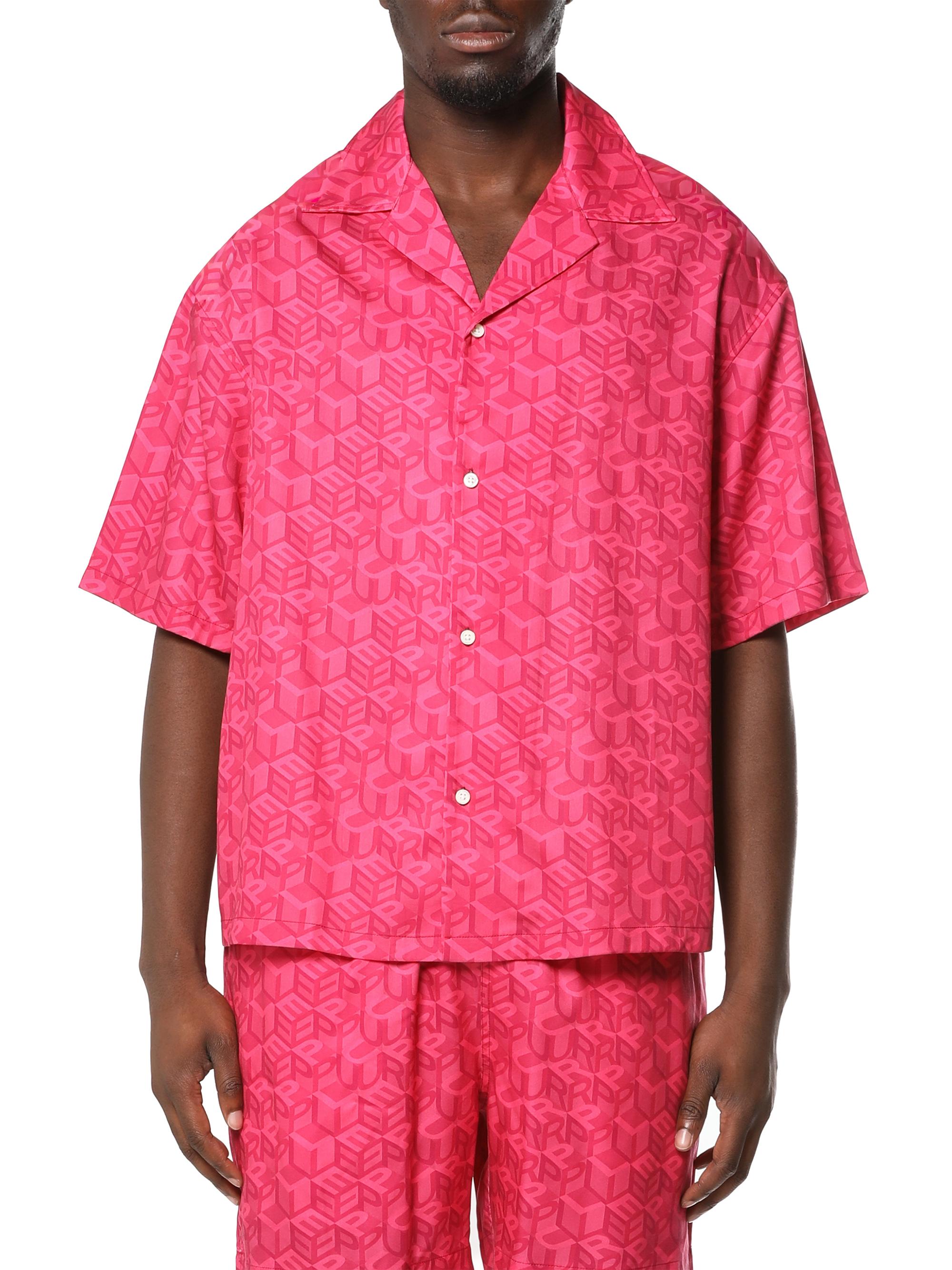 Purple Brand Men's Resort Monogram Button-Front Shirt - Pink | Thumbnail 3