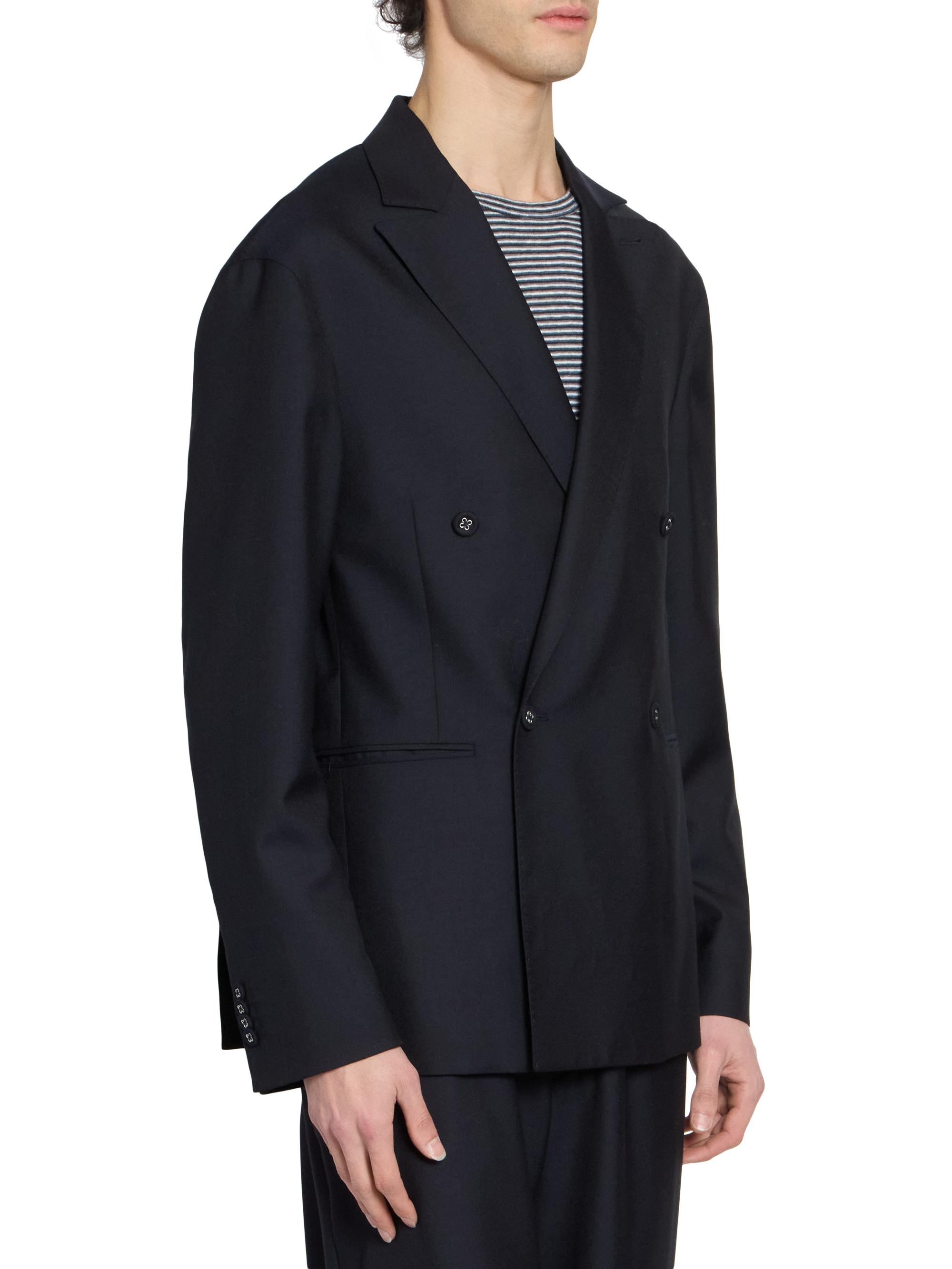 Officine Générale Men's Merrick Wool-Cashmere-Silk Double-Breasted Blazer - Dark Navy | Thumbnail 4