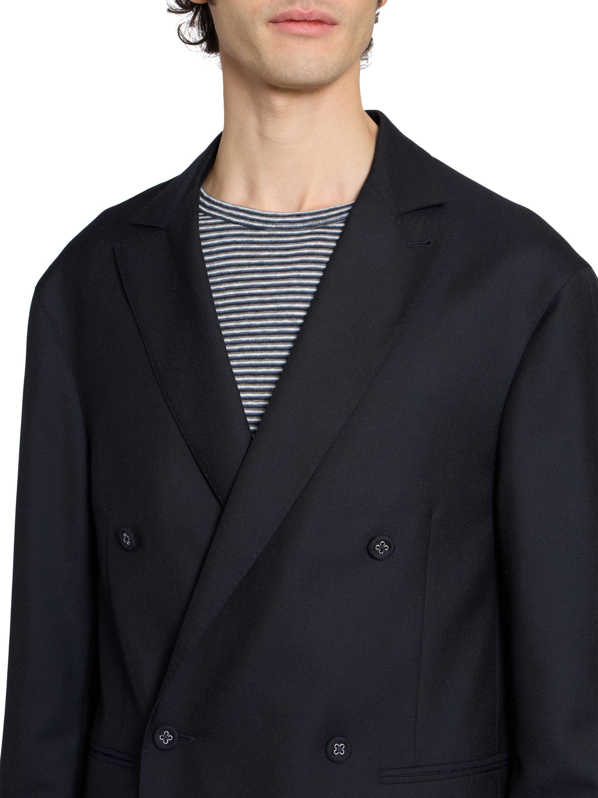 Officine Générale Men's Merrick Wool-Cashmere-Silk Double-Breasted Blazer - Dark Navy | Thumbnail 6