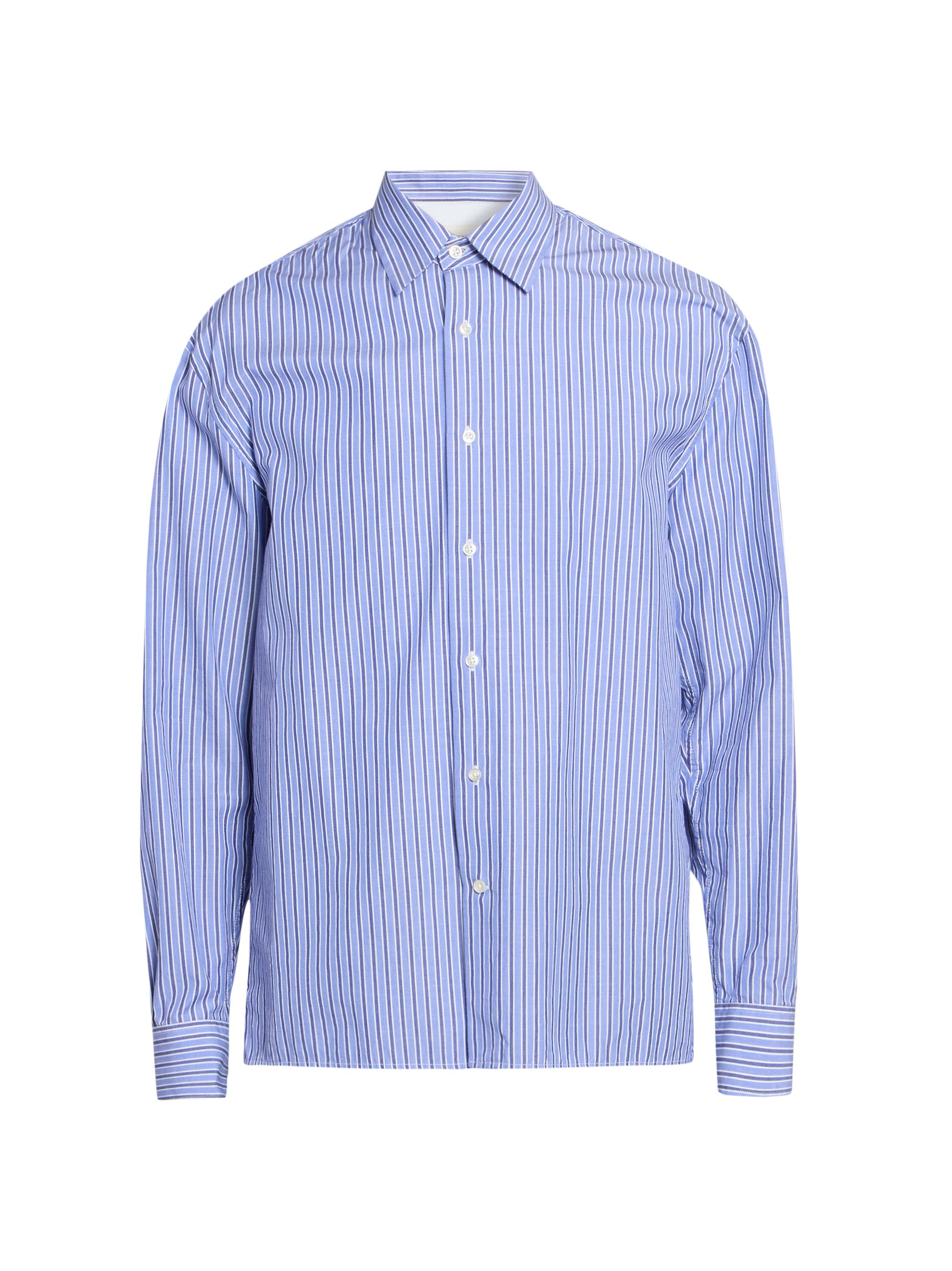 Officine Générale Men's Gad Striped Cotton Poplin Shirt - Blue Navy White