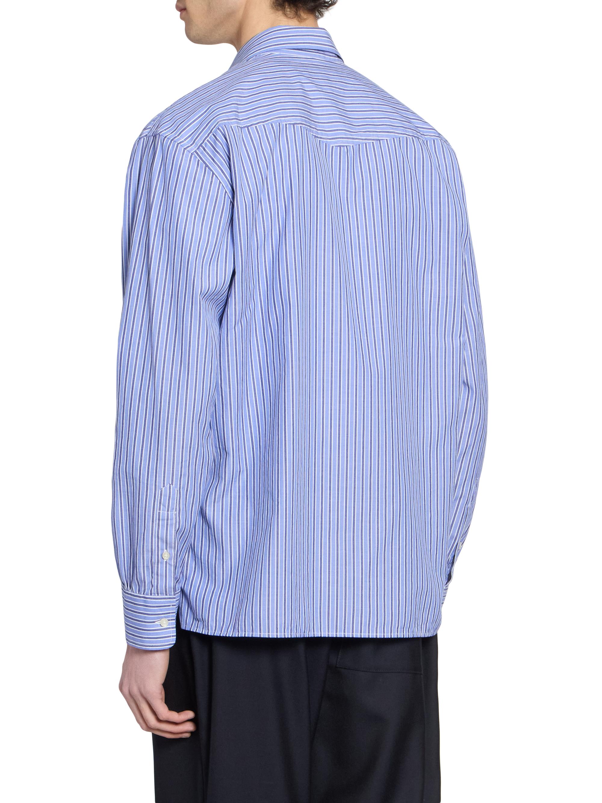 Officine Générale Men's Gad Striped Cotton Poplin Shirt - Blue Navy White | Thumbnail 5