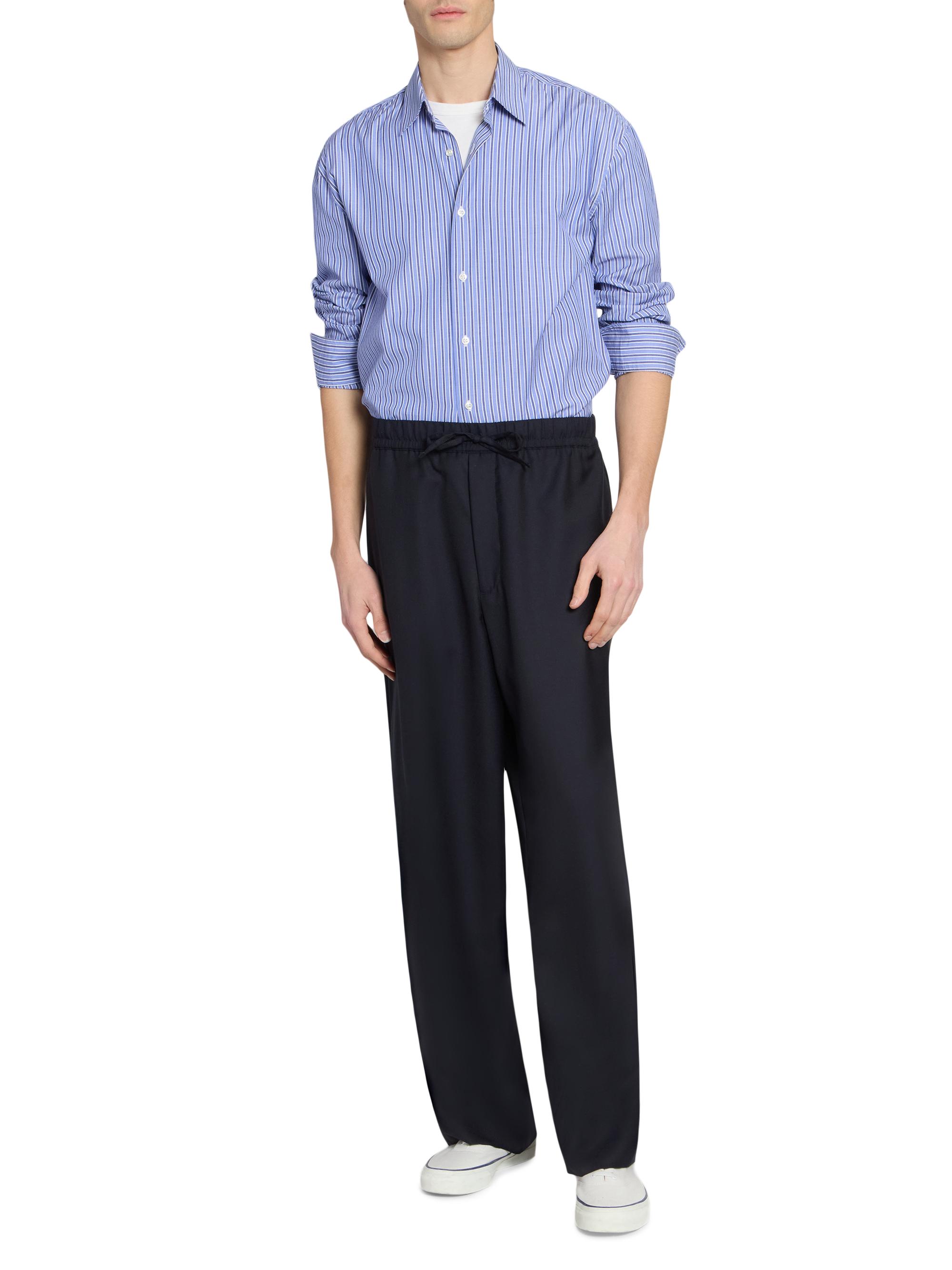 Officine Générale Men's Gad Striped Cotton Poplin Shirt - Blue Navy White | Thumbnail 2