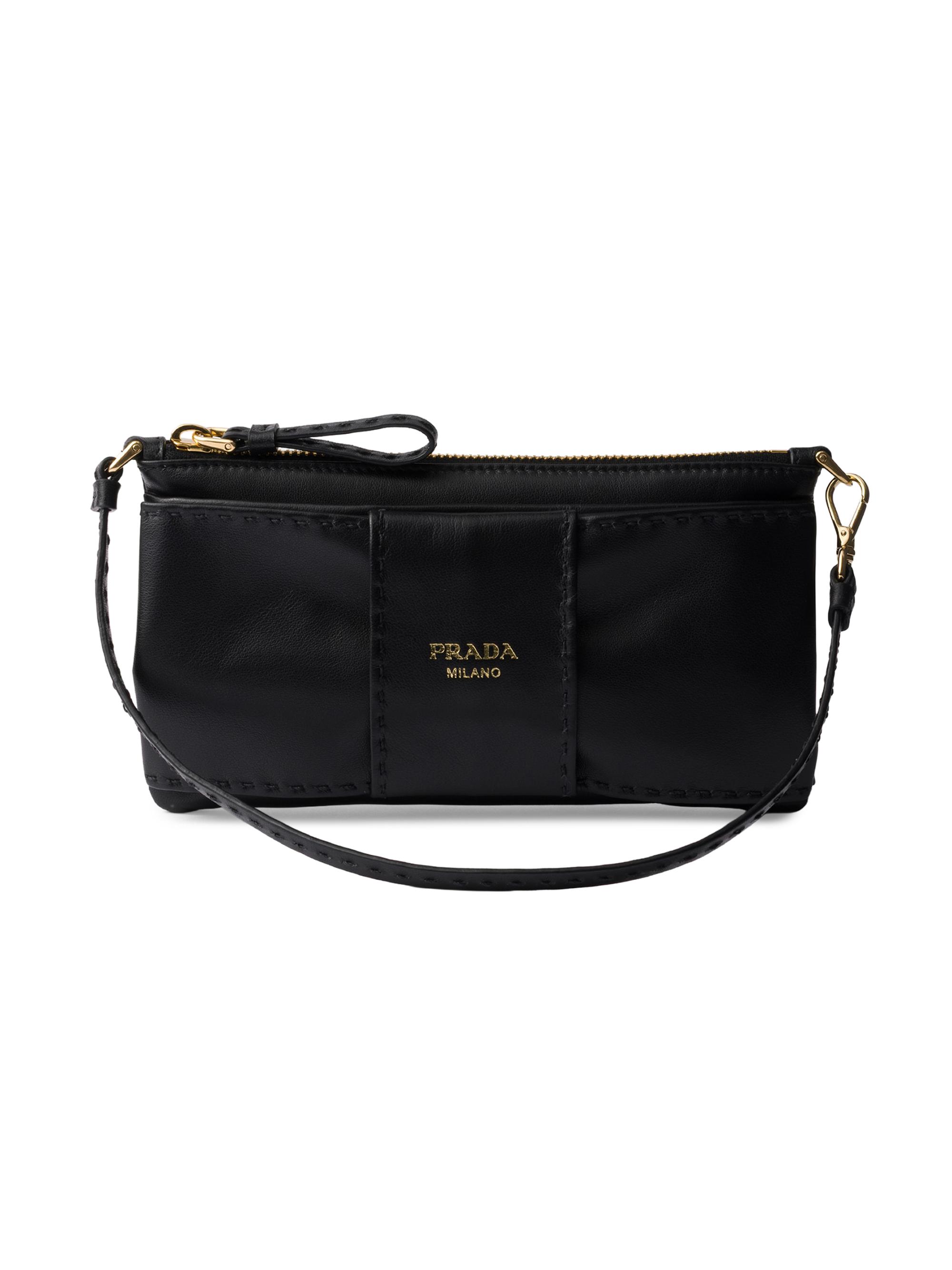 Prada Women's Nappa Leather Zipper Pouch - Black