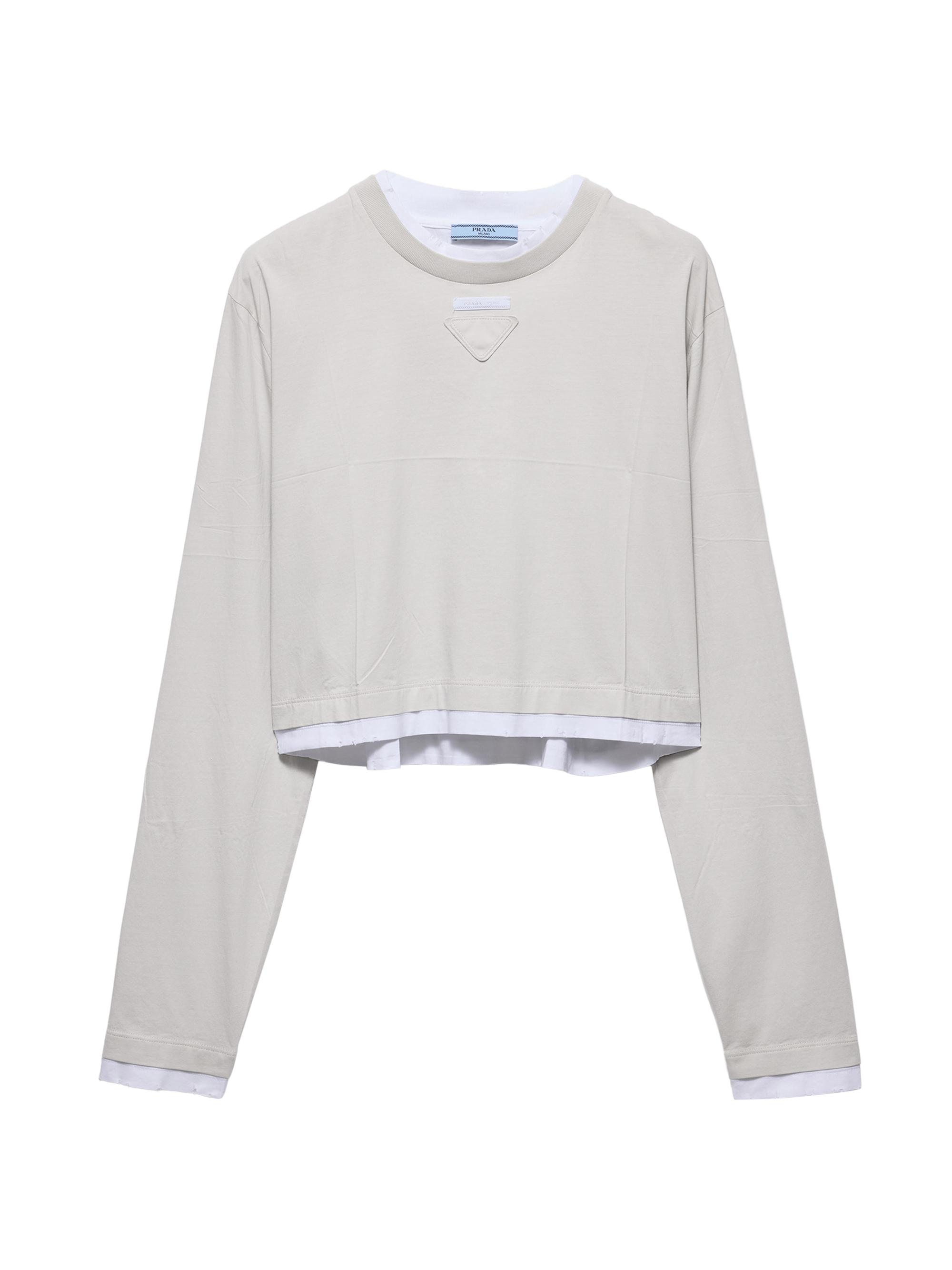 Prada Women's Long-Sleeved Jersey T-Shirt - Grey