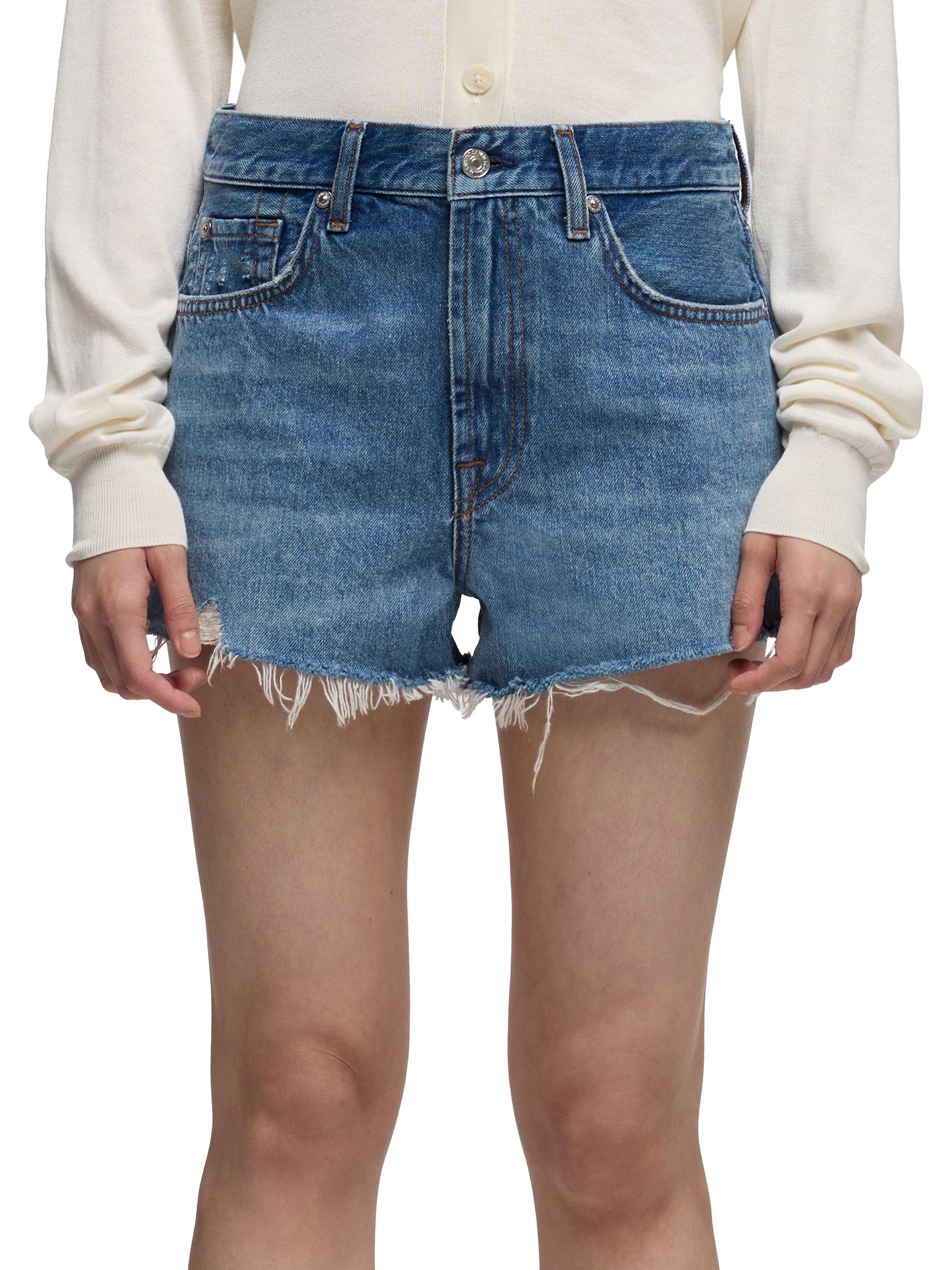 7 For All Mankind Women's June Frayed Hem Denim Shorts - Roundup | Thumbnail 3