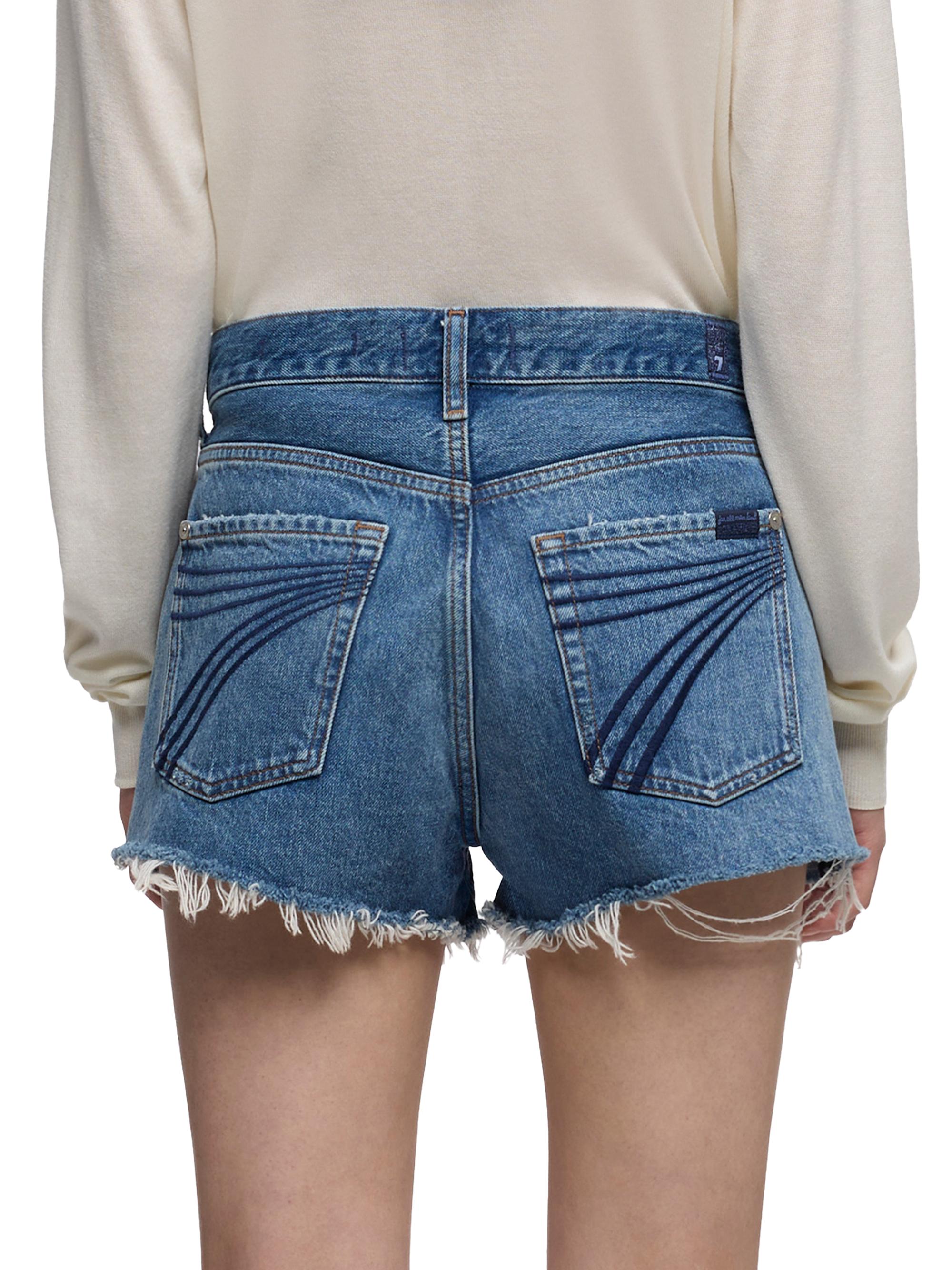 7 For All Mankind Women's June Frayed Hem Denim Shorts - Roundup | Thumbnail 5