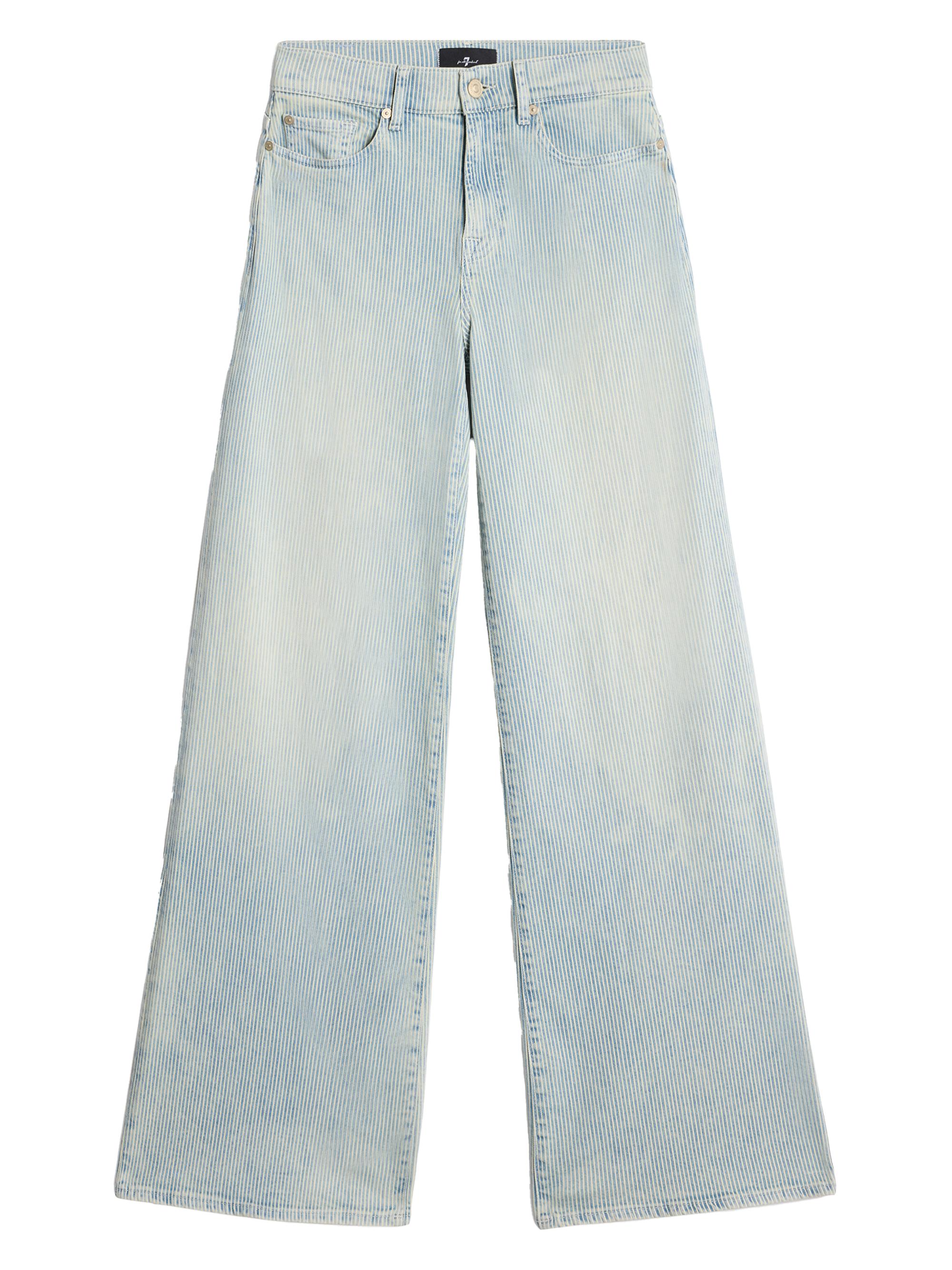 7 For All Mankind Women's Lotta Pinstripe Mid-Rise Wide-Leg Jeans - Stripes