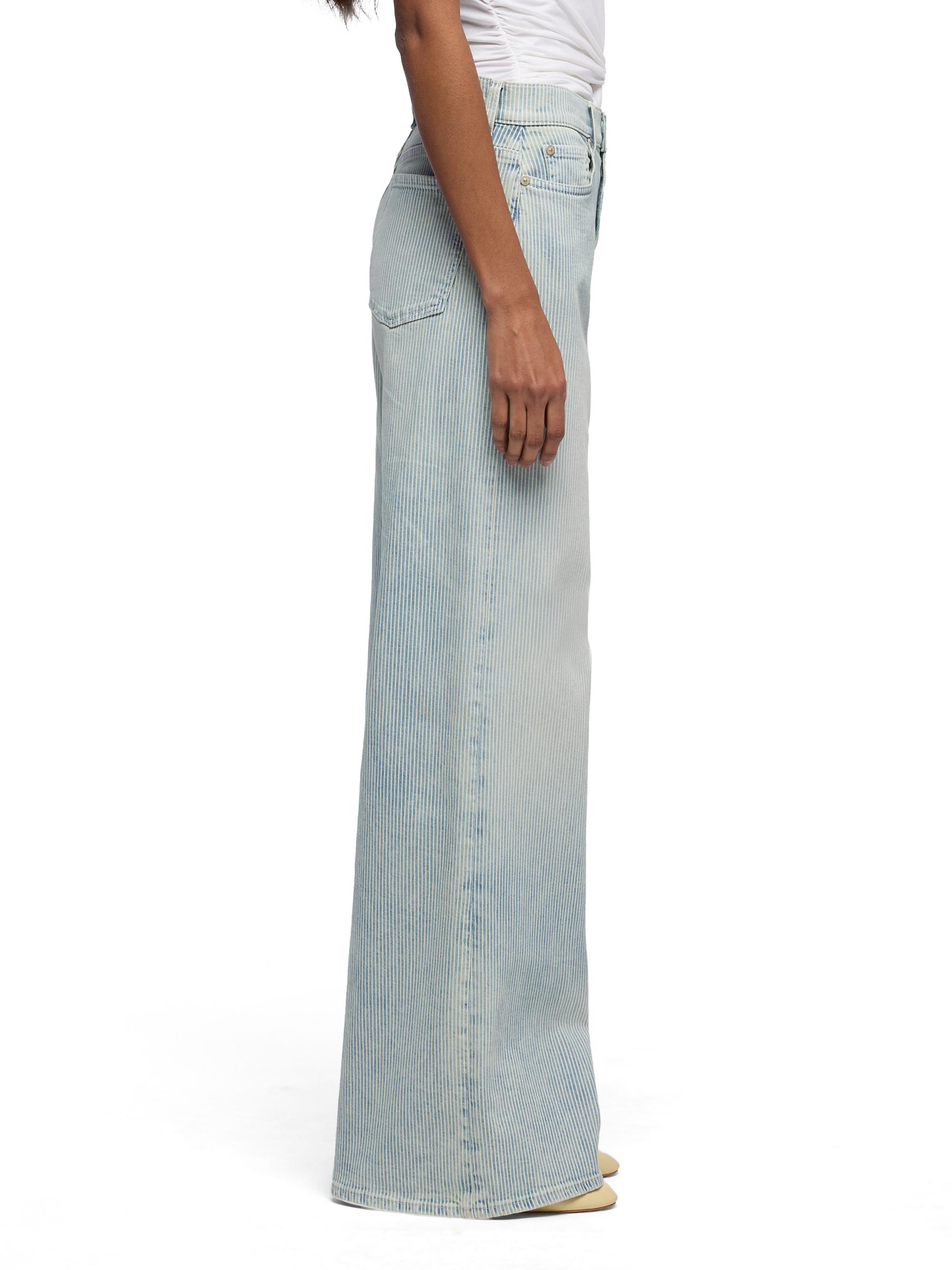 7 For All Mankind Women's Lotta Pinstripe Mid-Rise Wide-Leg Jeans - Stripes | Thumbnail 4