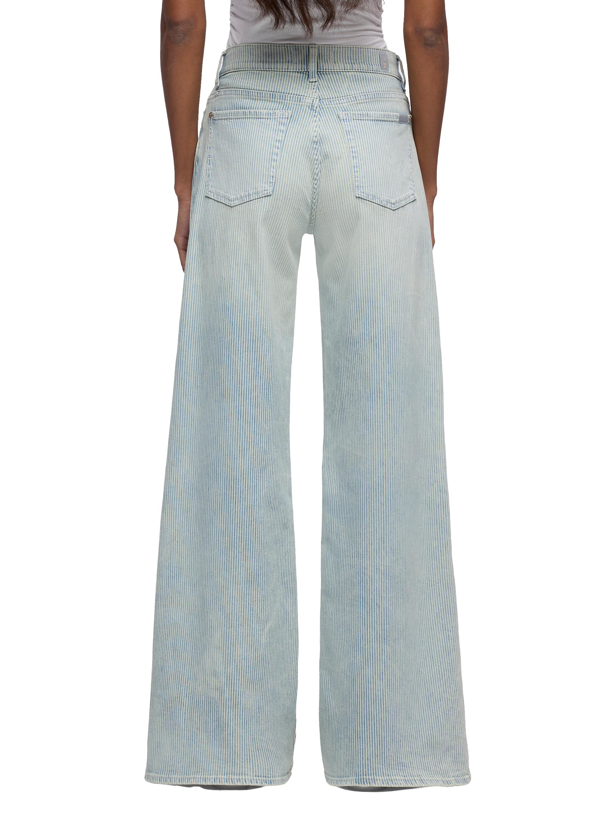 7 For All Mankind Women's Lotta Pinstripe Mid-Rise Wide-Leg Jeans - Stripes | Thumbnail 5