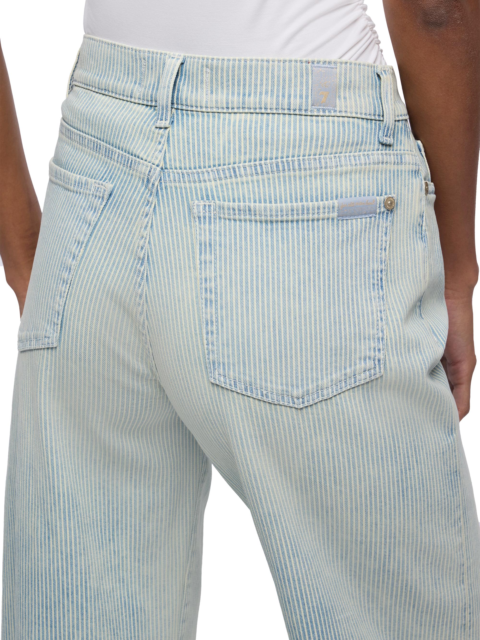 7 For All Mankind Women's Lotta Pinstripe Mid-Rise Wide-Leg Jeans - Stripes | Thumbnail 6