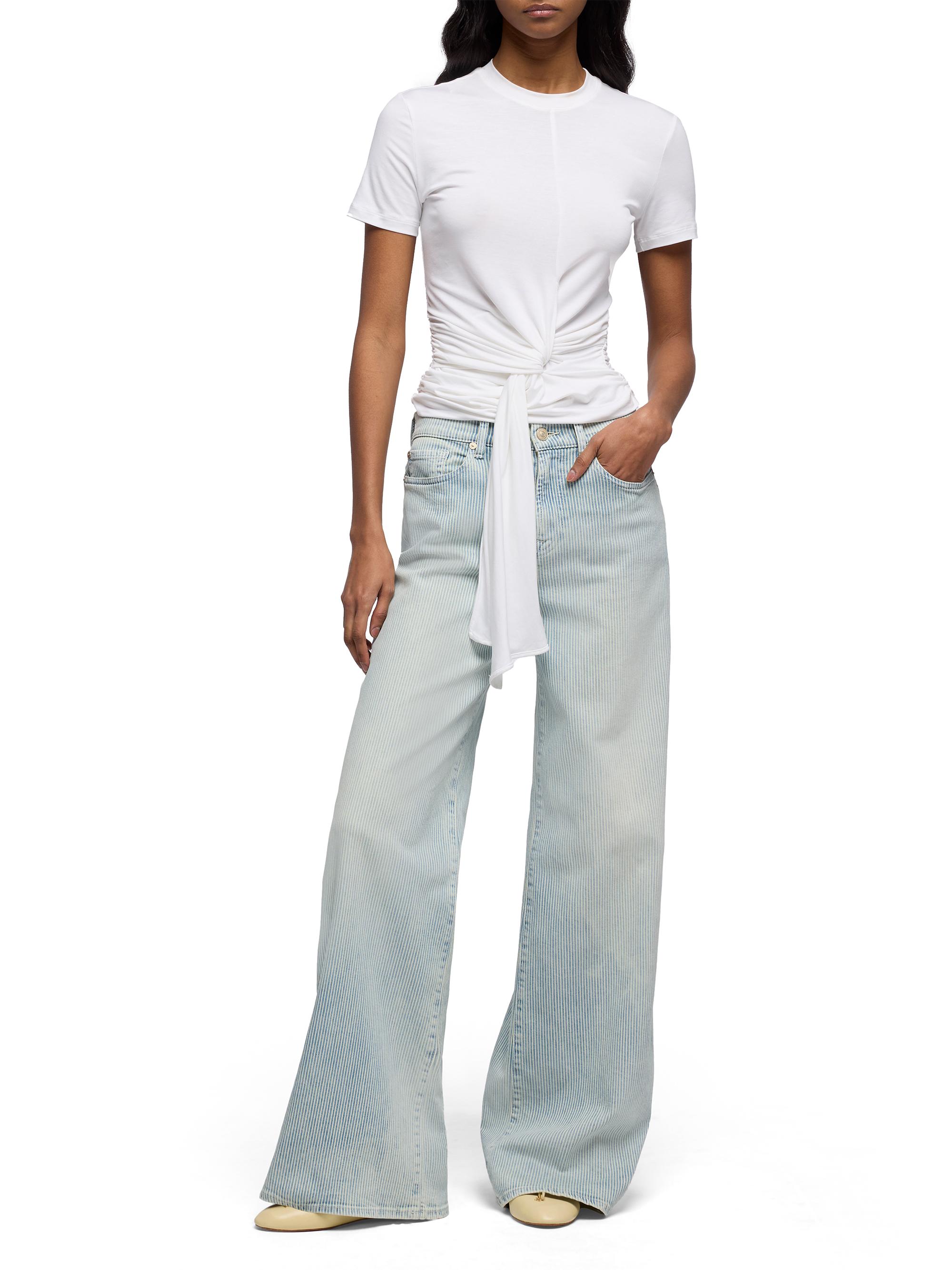 7 For All Mankind Women's Lotta Pinstripe Mid-Rise Wide-Leg Jeans - Stripes | Thumbnail 2