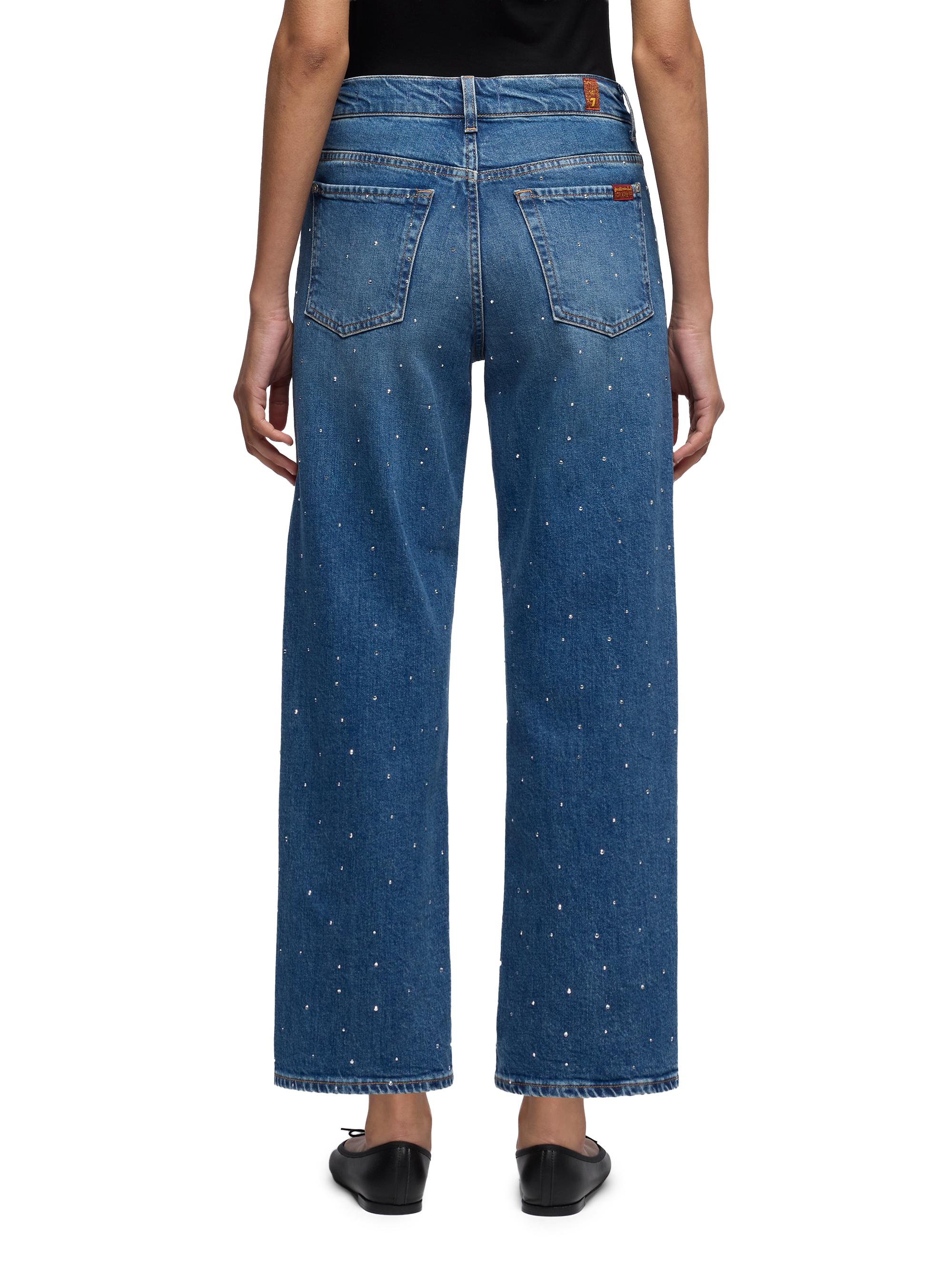 7 For All Mankind Women's Stovepipe Embellished Wide-Leg Jeans - Blue Shine | Thumbnail 5