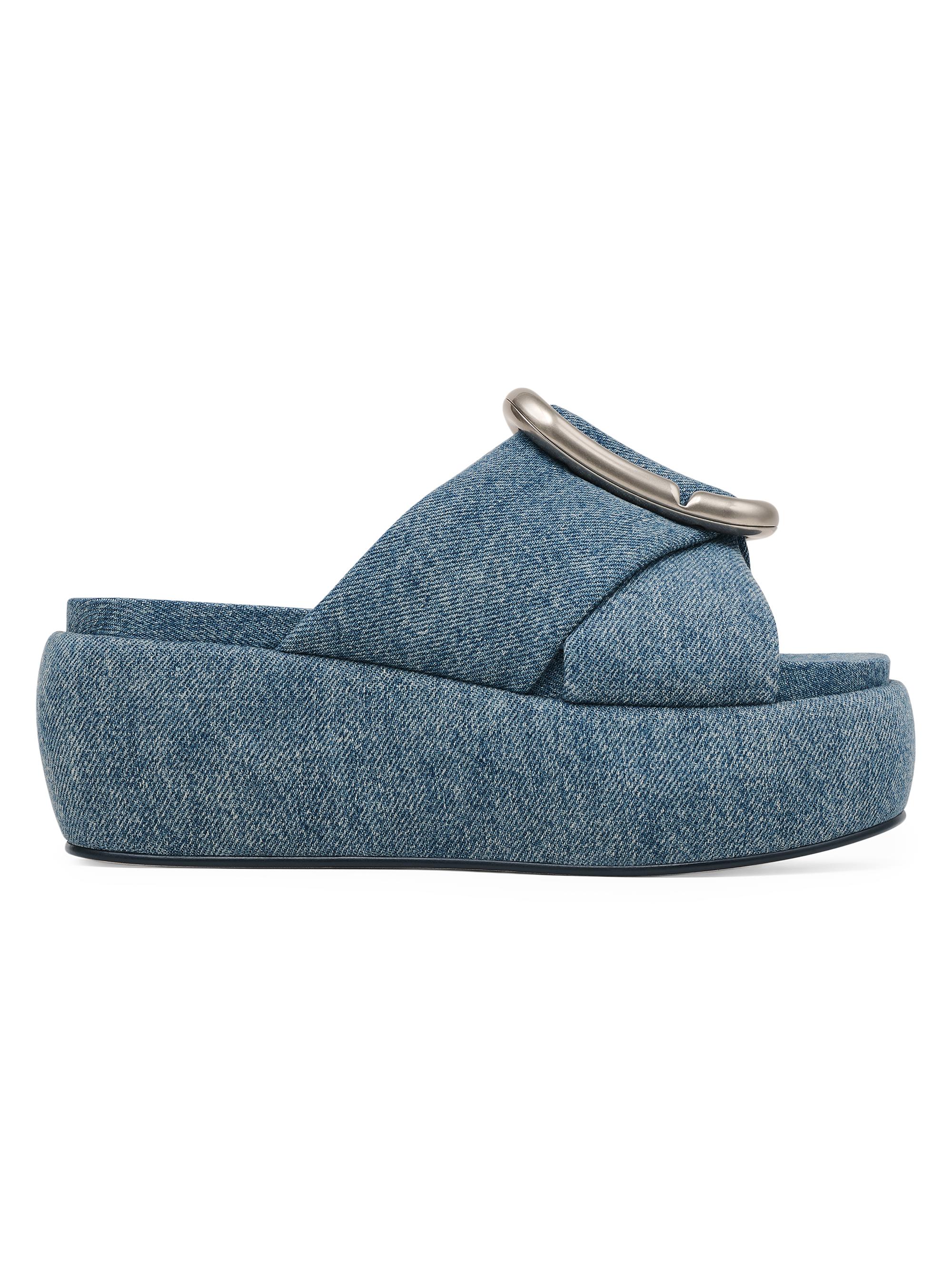 Marc Jacobs Women's Pop J 6MM Denim Platform Sandals - Medium Wash Indigo