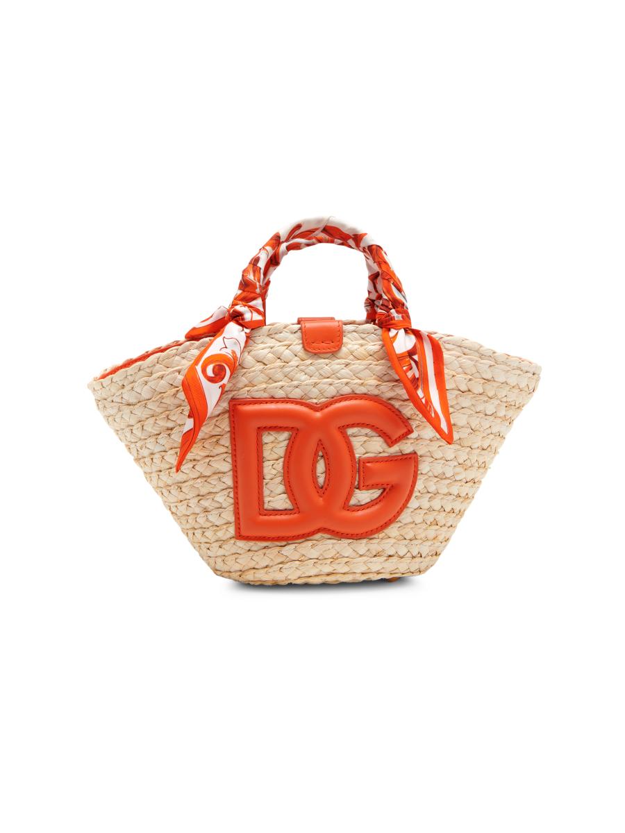Dolce&Gabbana Majolica Arancio-Print Straw Bucket Bag | Saks Fifth