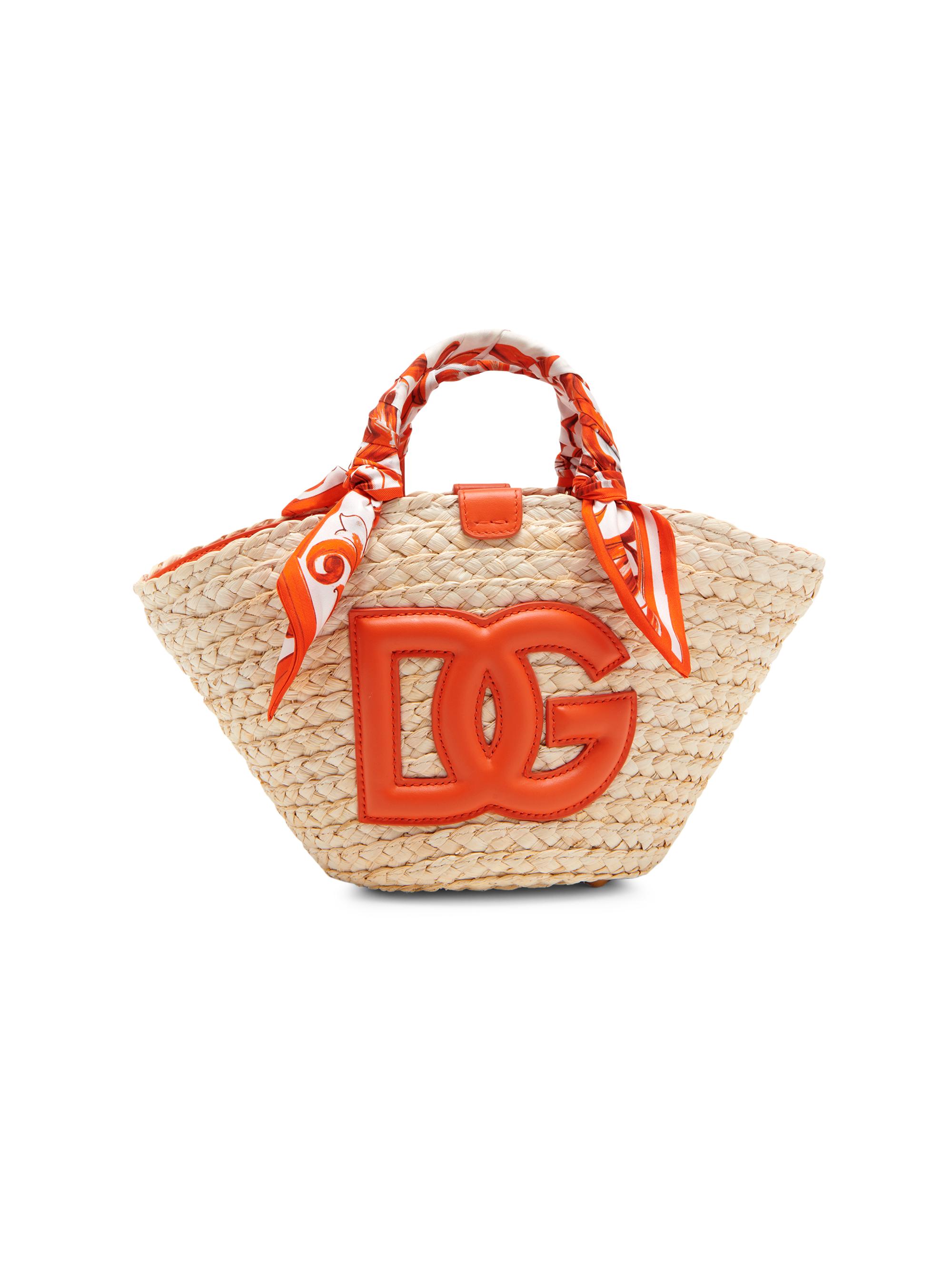Dolce & Gabbana Women's Majolica Arancio-Print Straw Bucket Bag - Maiolica Orange