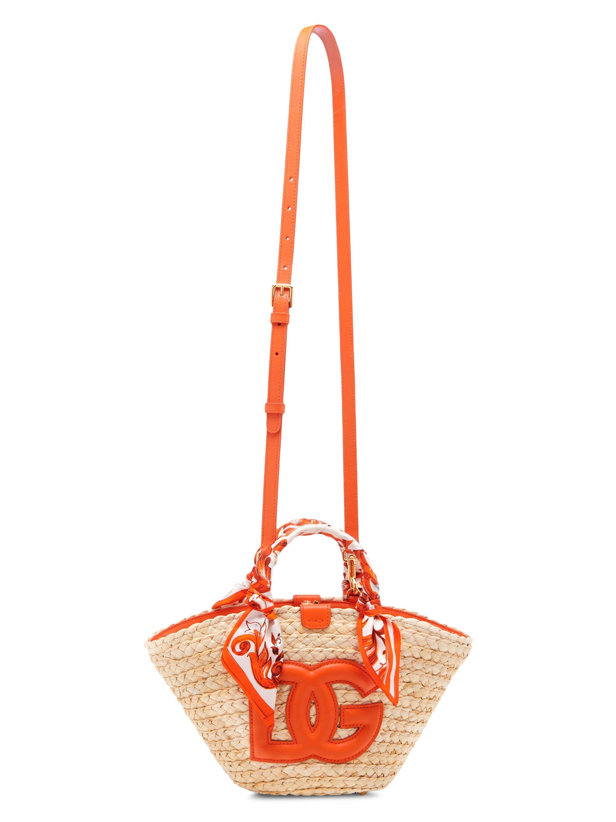 Dolce&Gabbana Majolica Arancio-Print Straw Bucket Bag | Saks Fifth