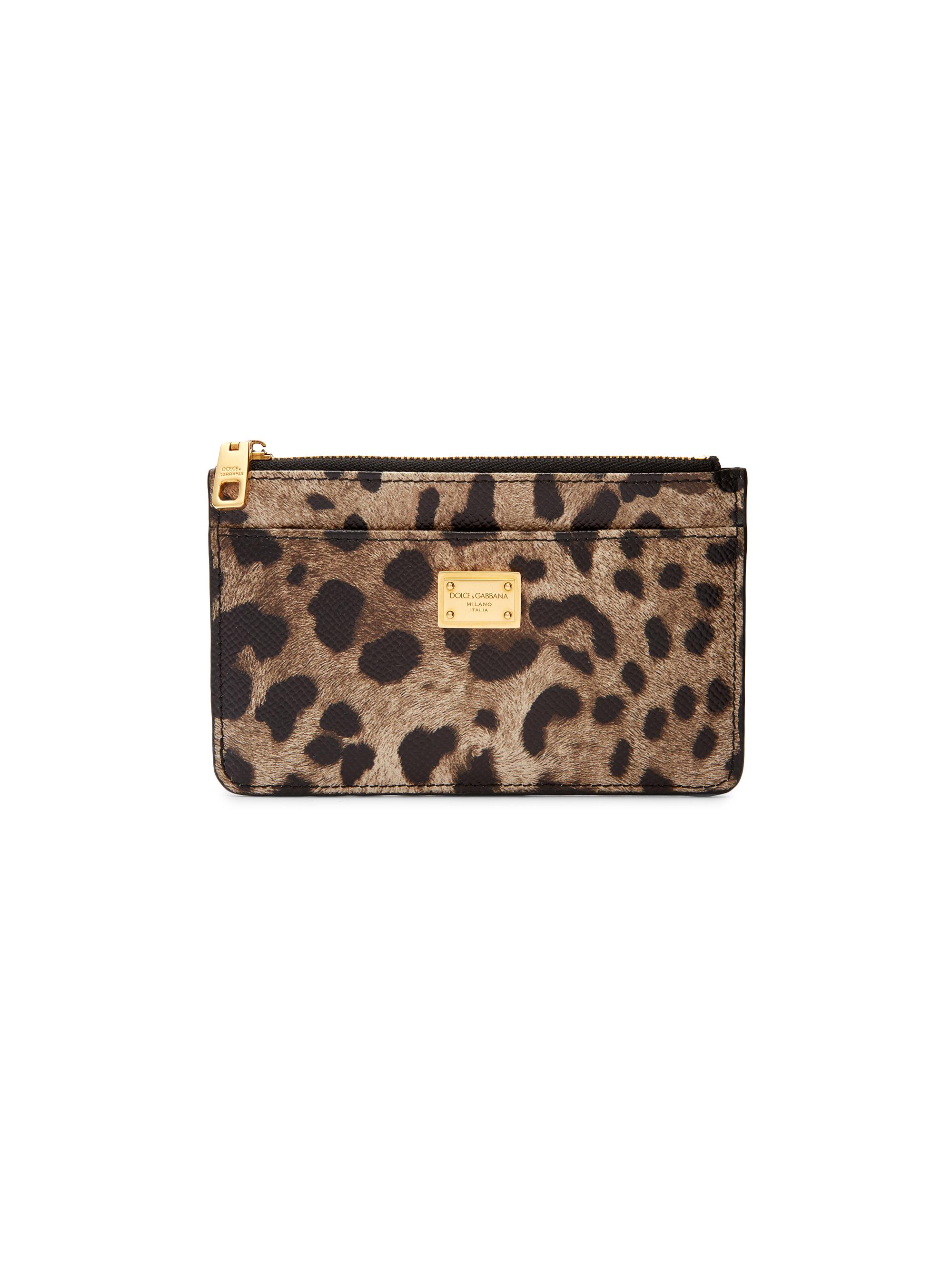 Dolce & Gabbana Women's Logo Leopard-Print Leather Card Case - Leo New