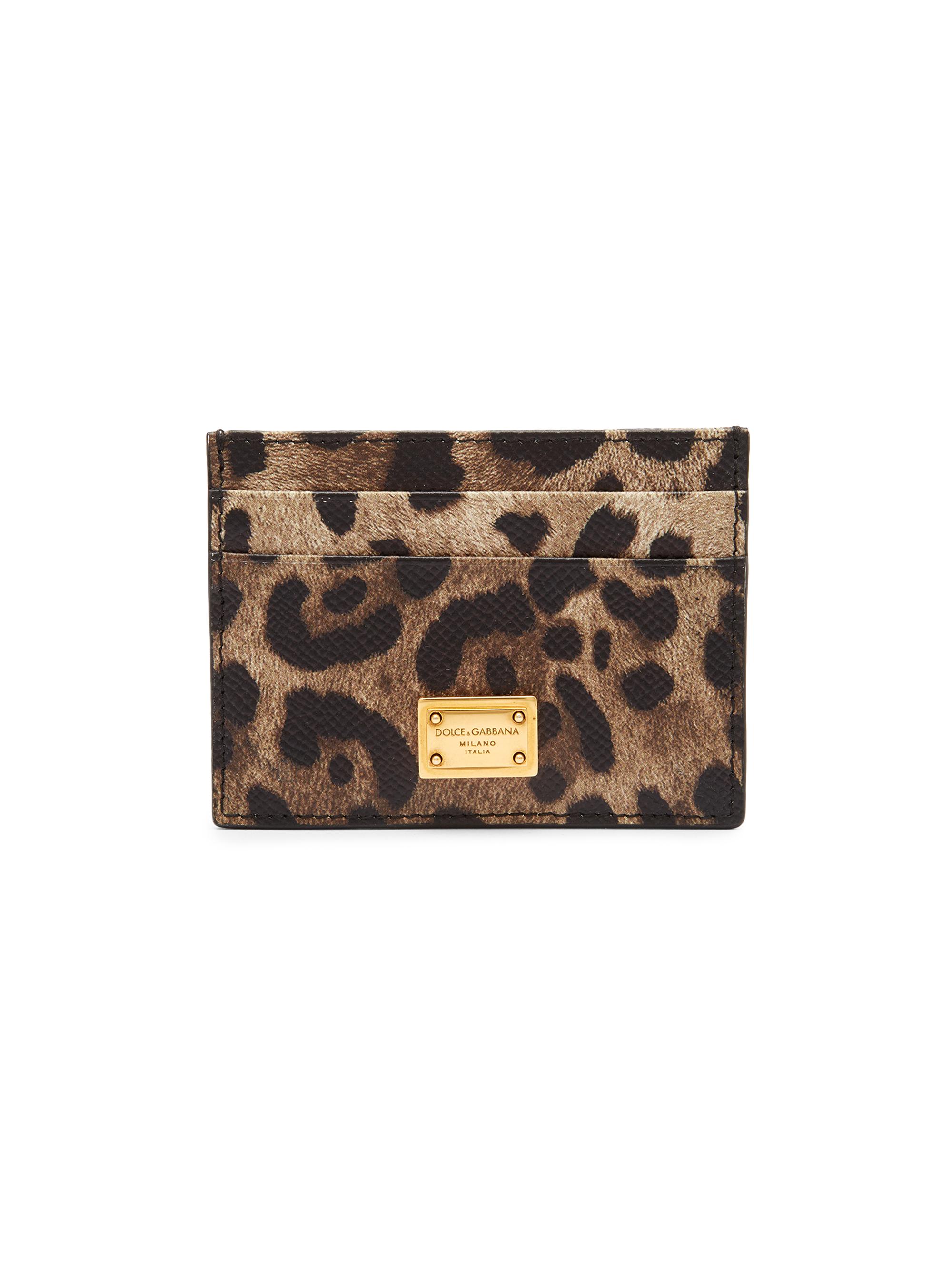 Dolce & Gabbana Women's Logo Leopard-Print Leather Card Case - Leo New