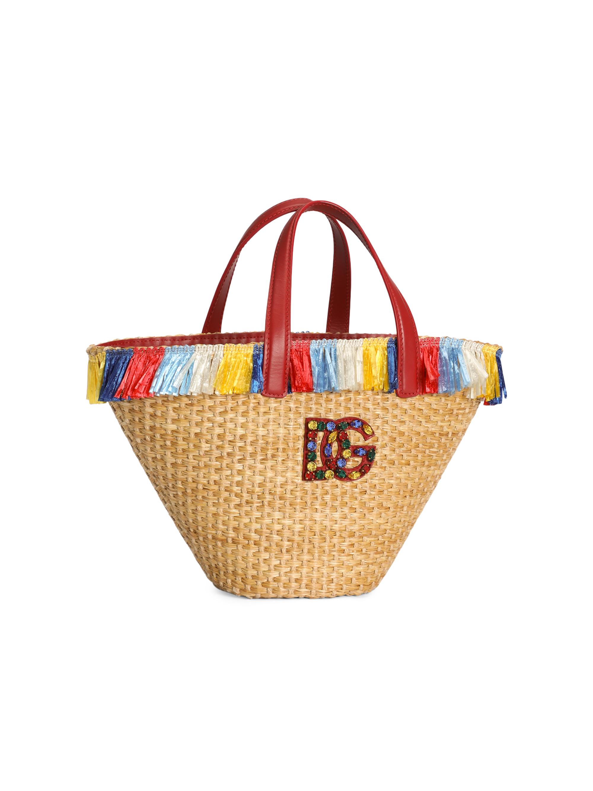 Dolce & Gabbana Girl's DG Fringe-Trimmed Straw Bag - Carretto | Thumbnail 3