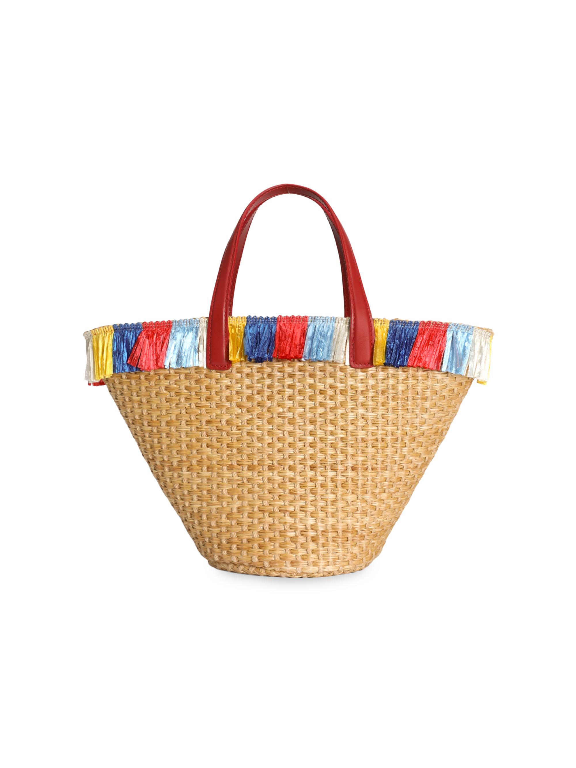 Dolce & Gabbana Girl's DG Fringe-Trimmed Straw Bag - Carretto | Thumbnail 4