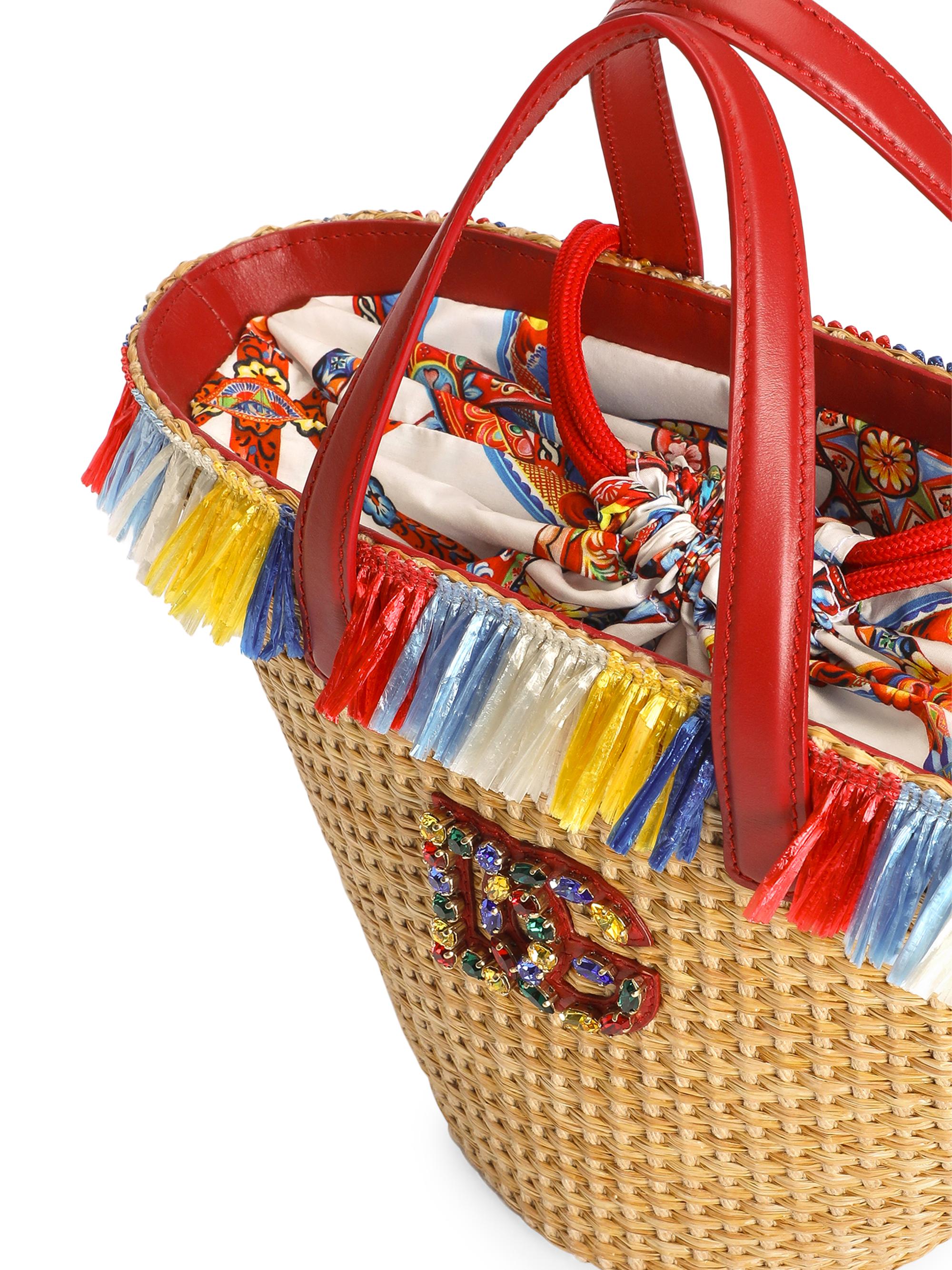 Dolce & Gabbana Girl's DG Fringe-Trimmed Straw Bag - Carretto | Thumbnail 5