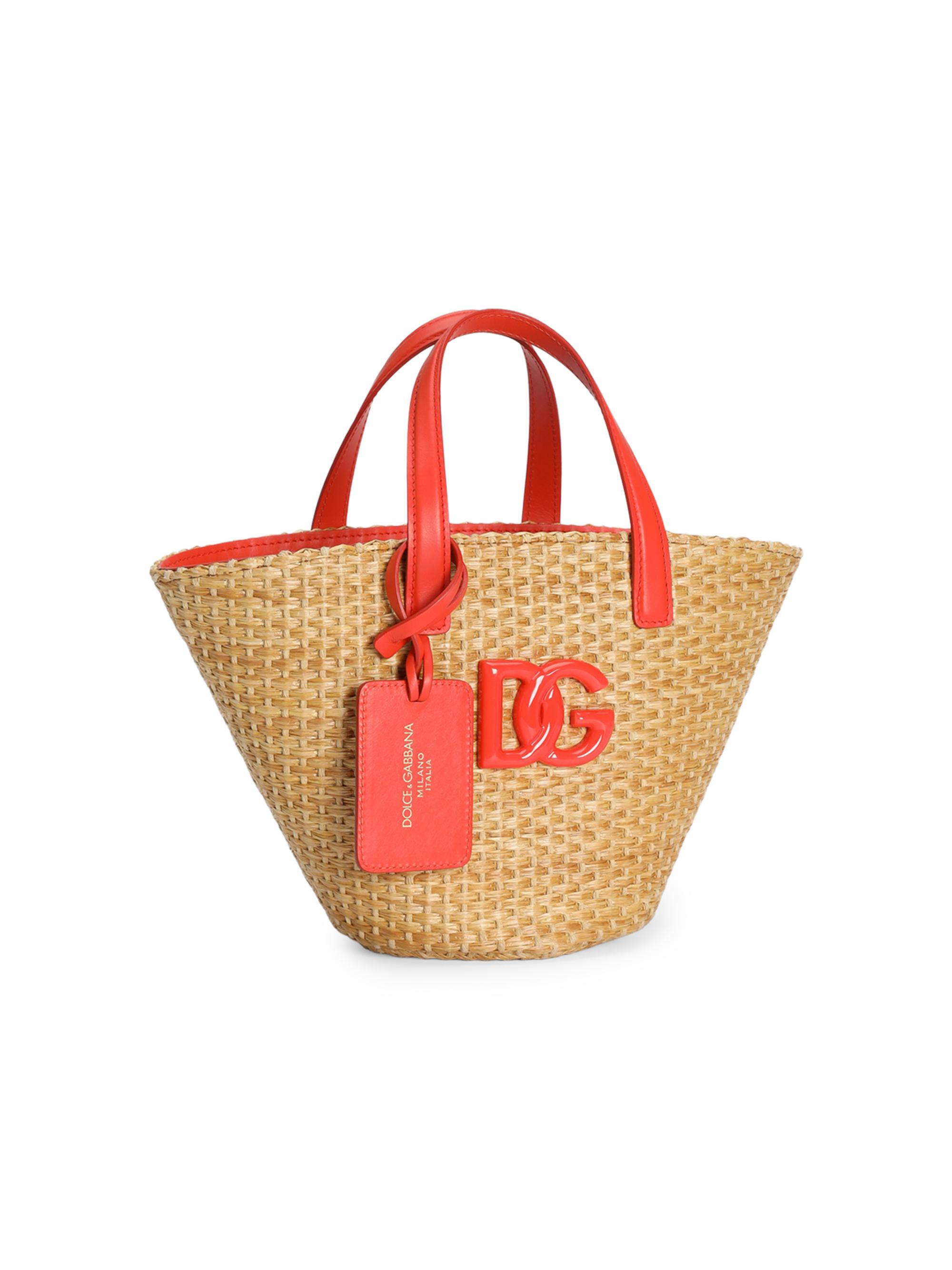 Dolce & Gabbana Girl's Logo Straw Tote Bag - Mix Maioliche | Thumbnail 3