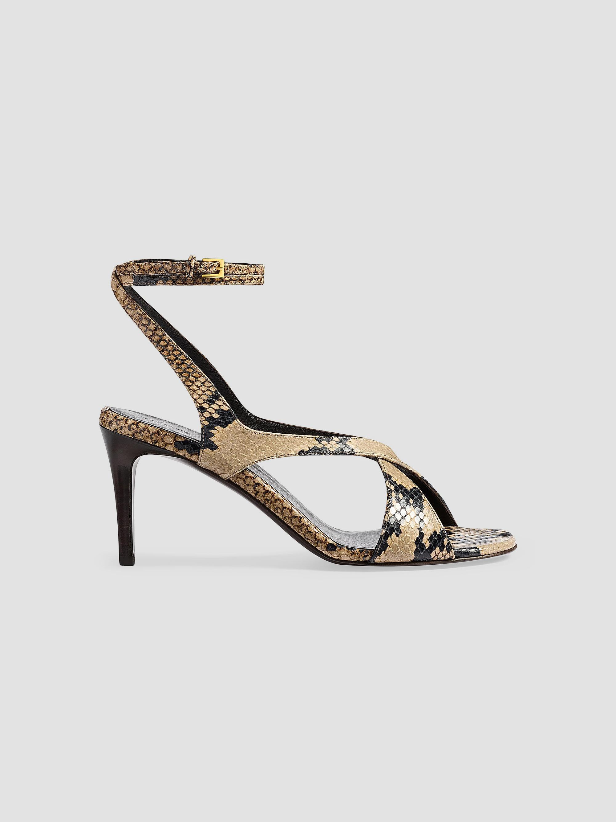 Khaite Liria 75MM Snake-Embossed Leather Ankle Strap Sandals