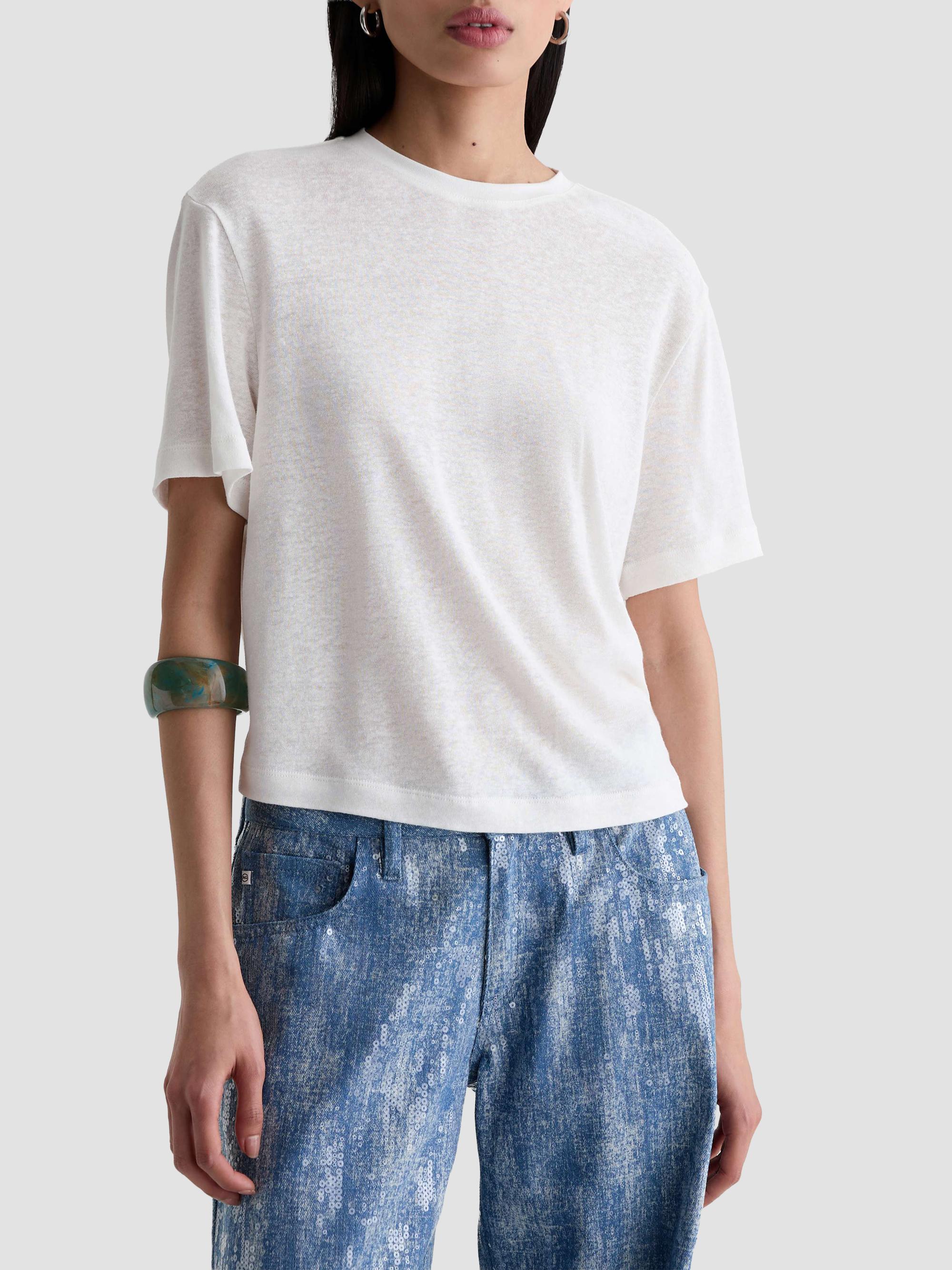 AG Jeans Women's Charli Crewneck T-Shirt - Powder | Thumbnail 4