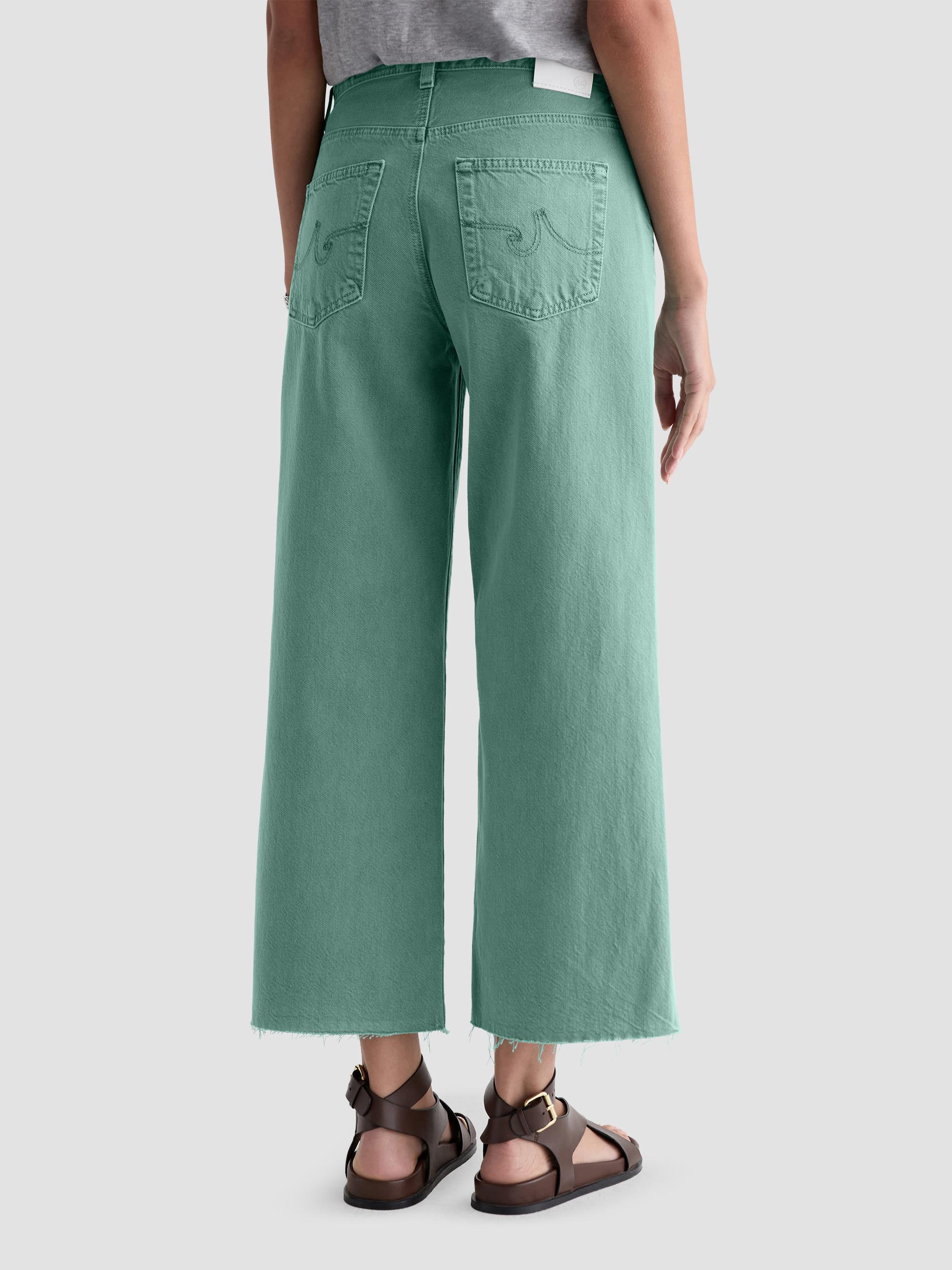 AG Jeans Women's Saige Cotton Wide-Leg Crop Jeans - Sulfur Sunwashed Jade | Thumbnail 3