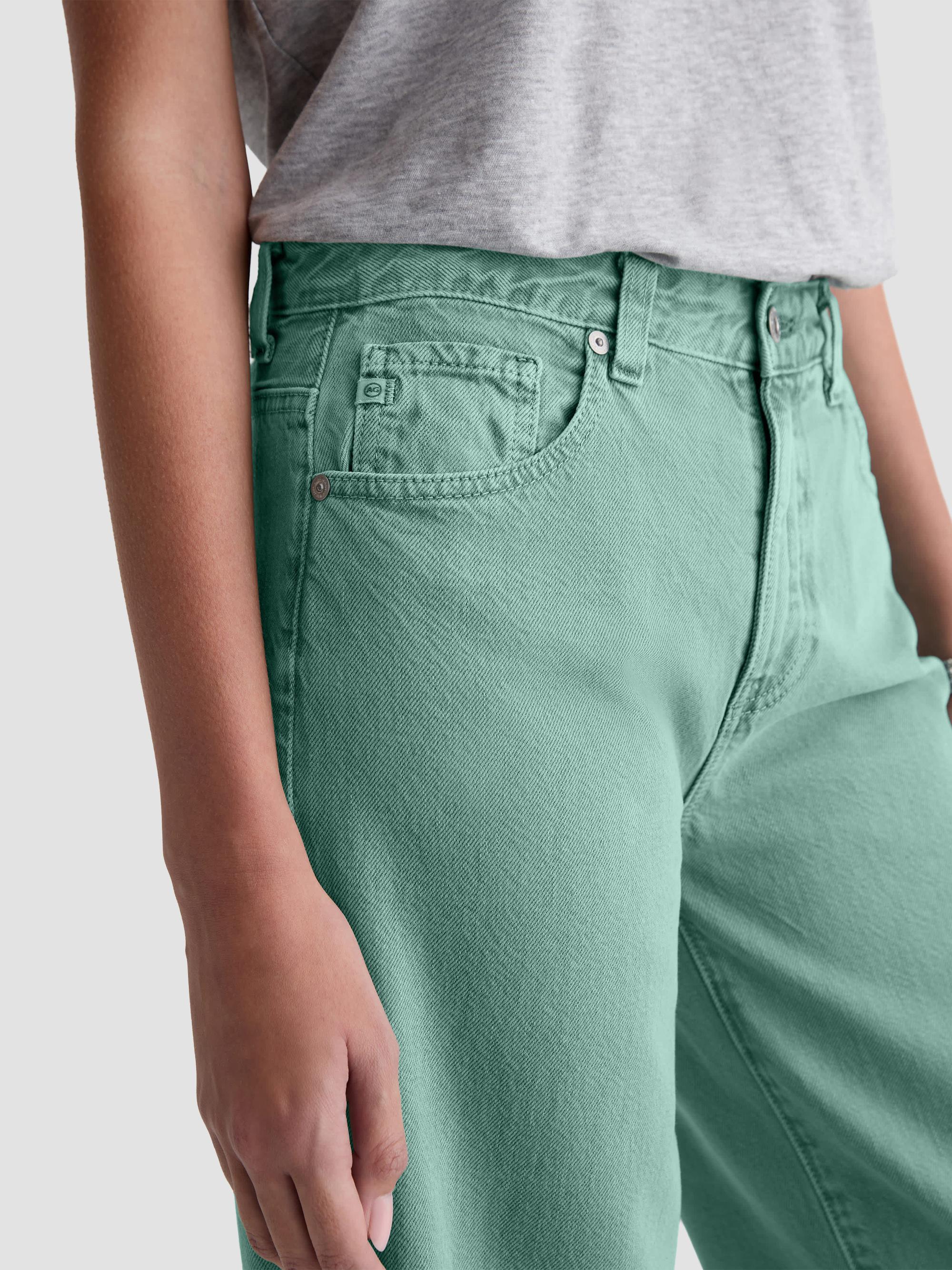 AG Jeans Women's Saige Cotton Wide-Leg Crop Jeans - Sulfur Sunwashed Jade | Thumbnail 5