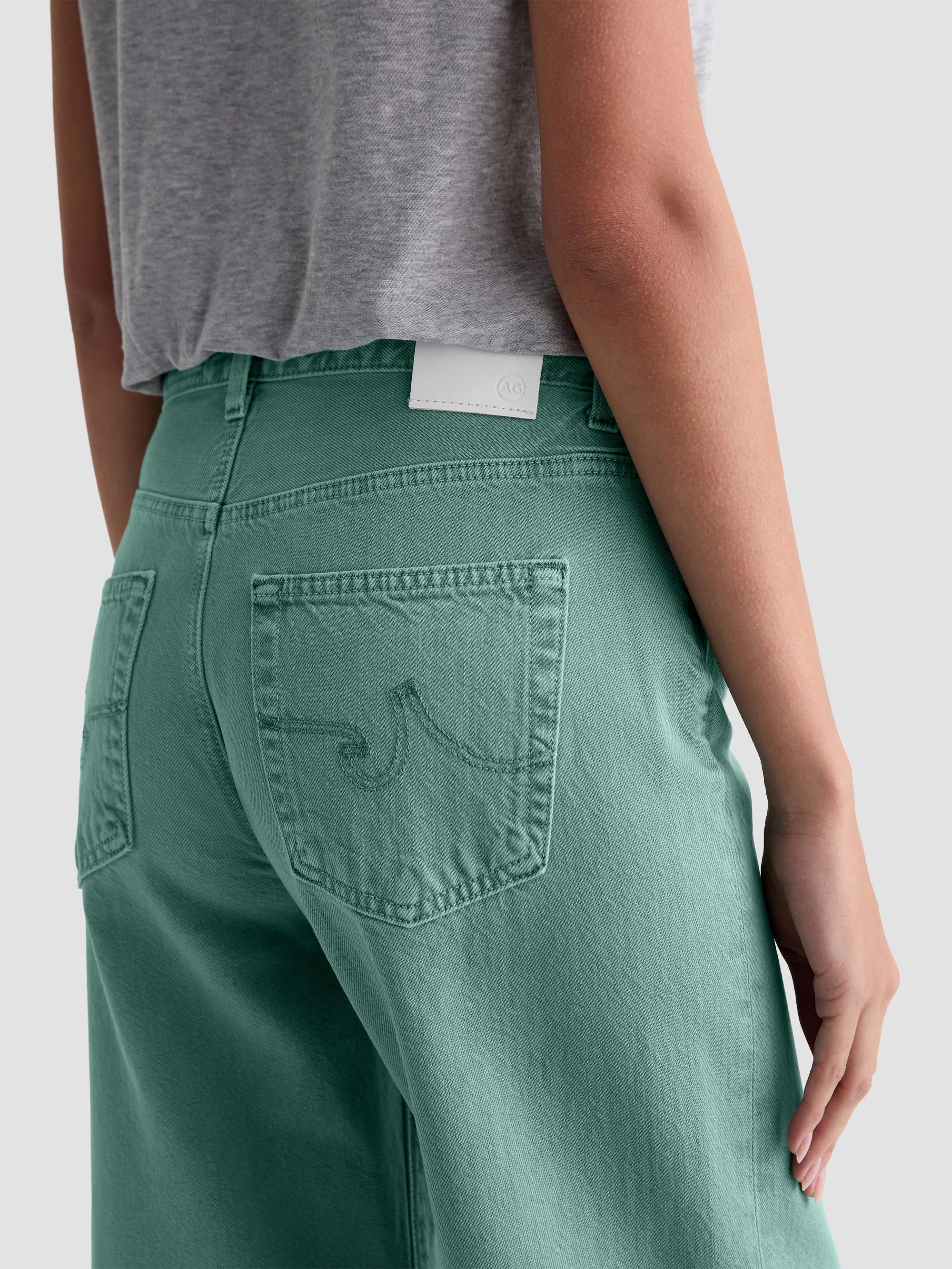 AG Jeans Women's Saige Cotton Wide-Leg Crop Jeans - Sulfur Sunwashed Jade | Thumbnail 6
