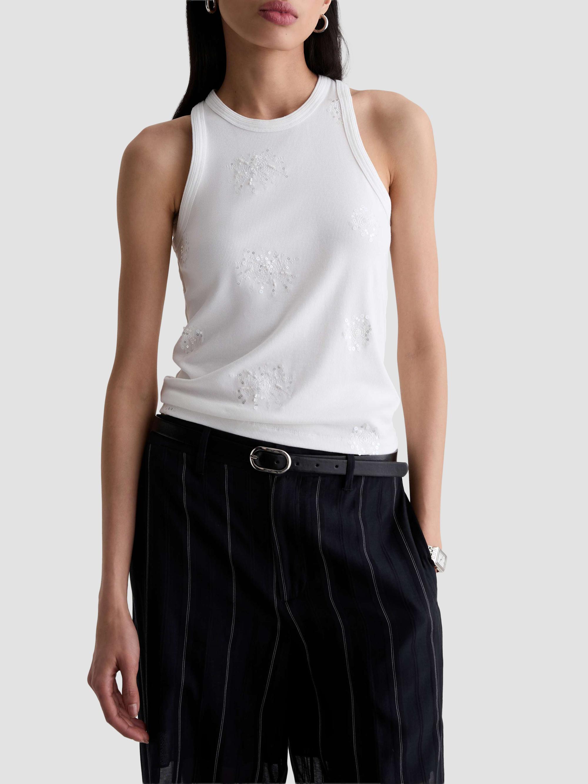 AG Jeans Women's Michelle Rib-Knit Tank - Silver Firework | Thumbnail 4