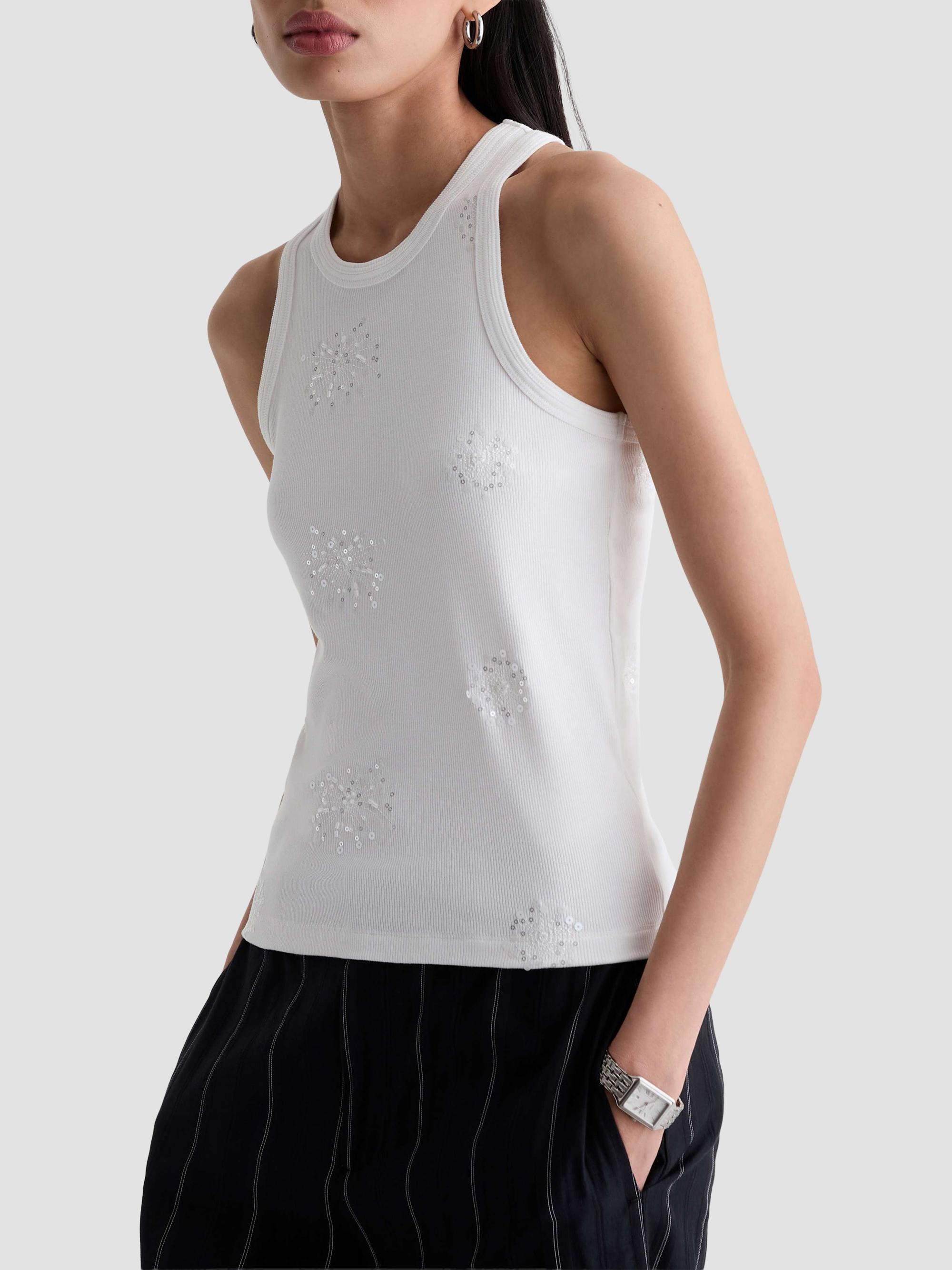 AG Jeans Women's Michelle Rib-Knit Tank - Silver Firework | Thumbnail 7