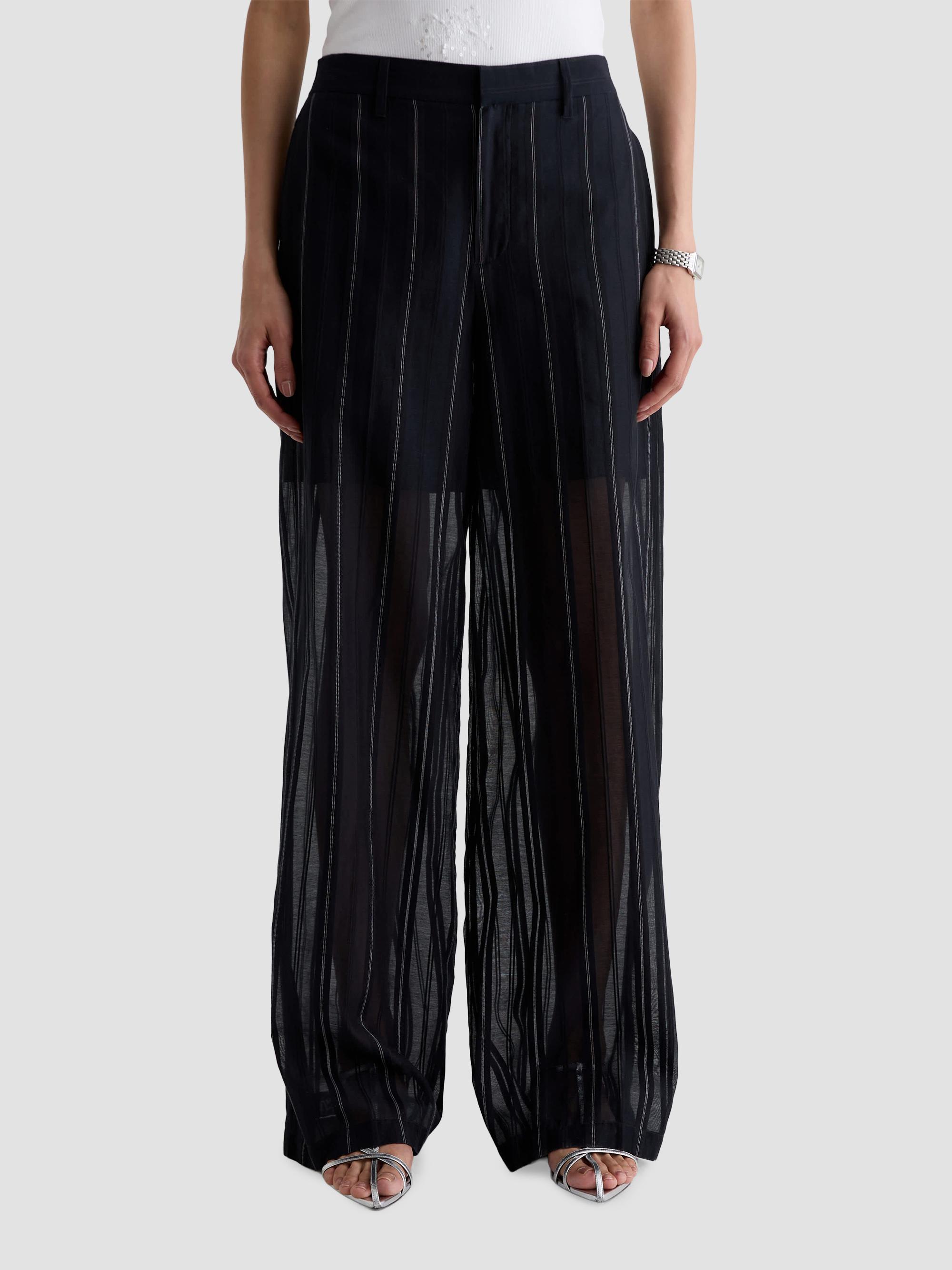 AG Jeans Women's Anna Pinstriped Cotton-Silk Trousers - Day To Night