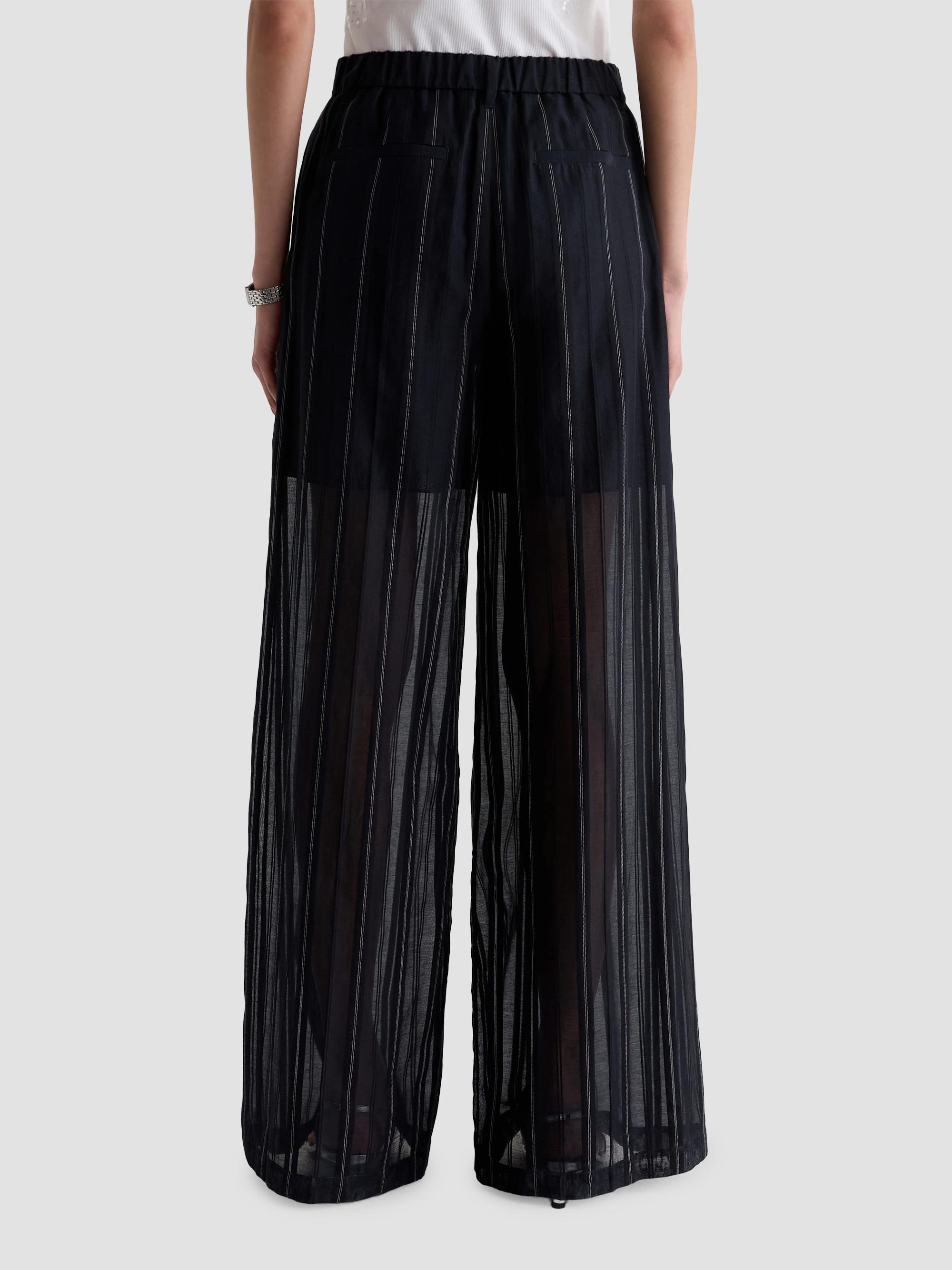 AG Jeans Women's Anna Pinstriped Cotton-Silk Trousers - Day To Night | Thumbnail 3