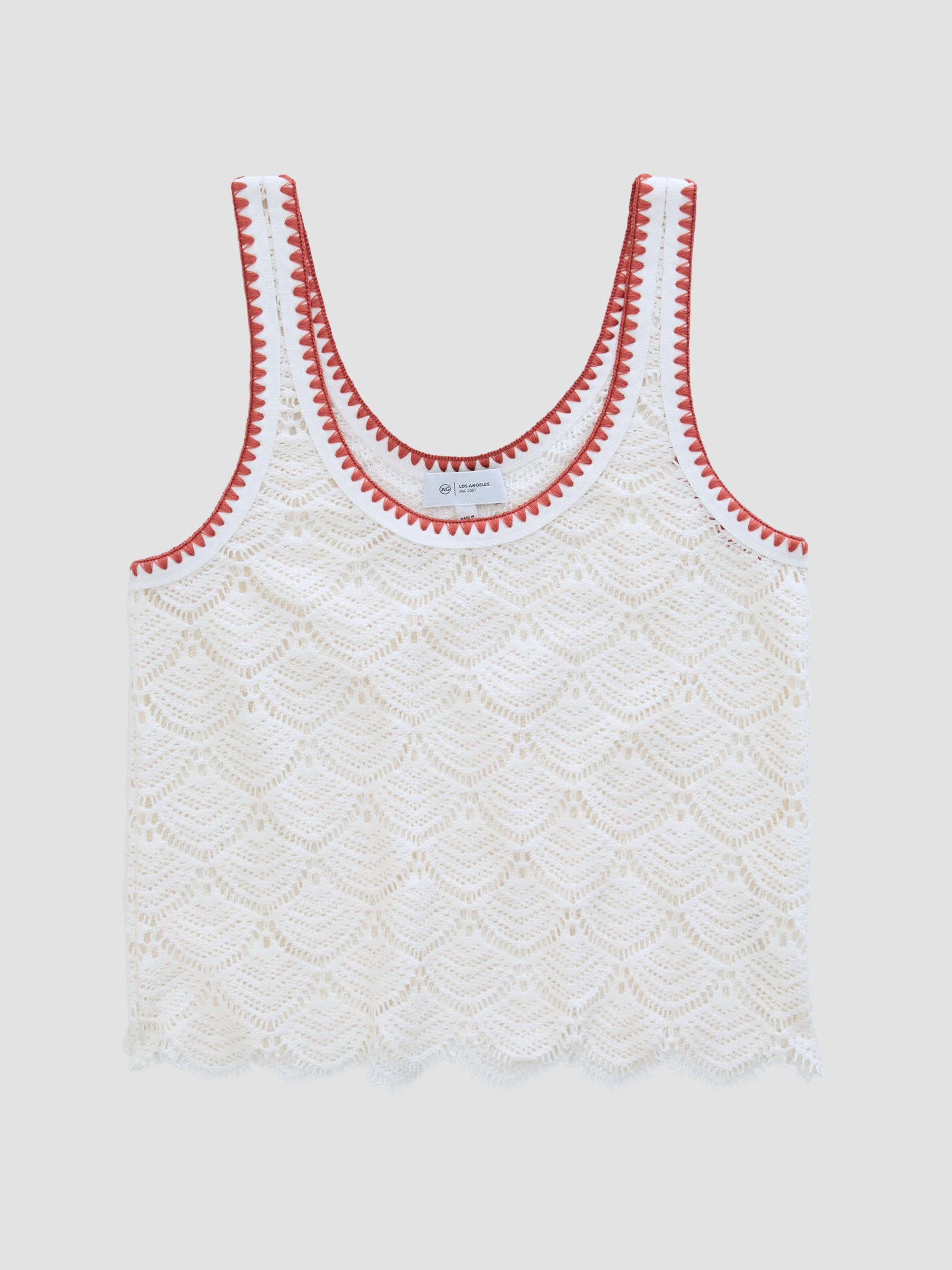 AG Jeans Women's Bianca Scalloped Cotton Crochet Tank - Powder